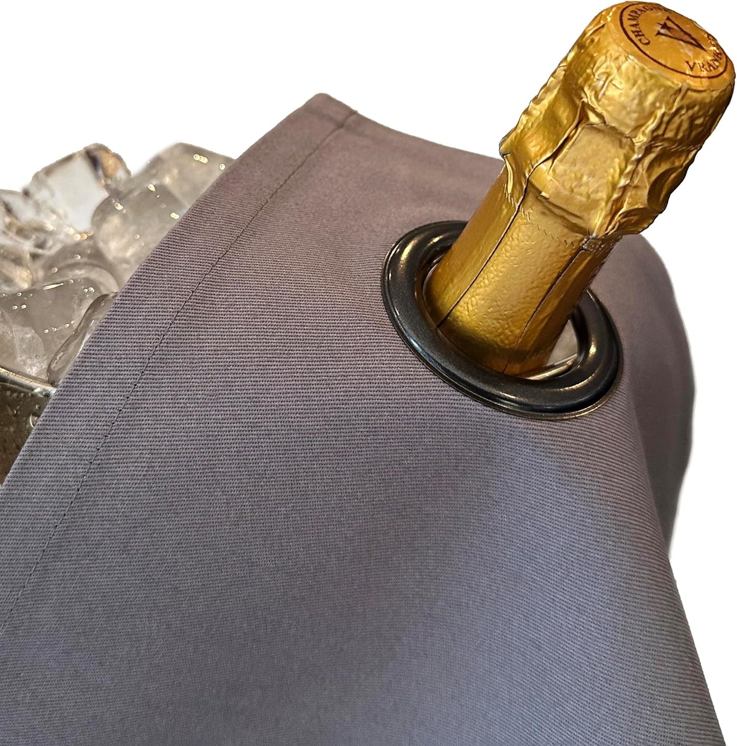 Flaschentuch mit Metallring, Classic Collection, Platin mit Anthrazitfarbenem Metallring 1 Stück