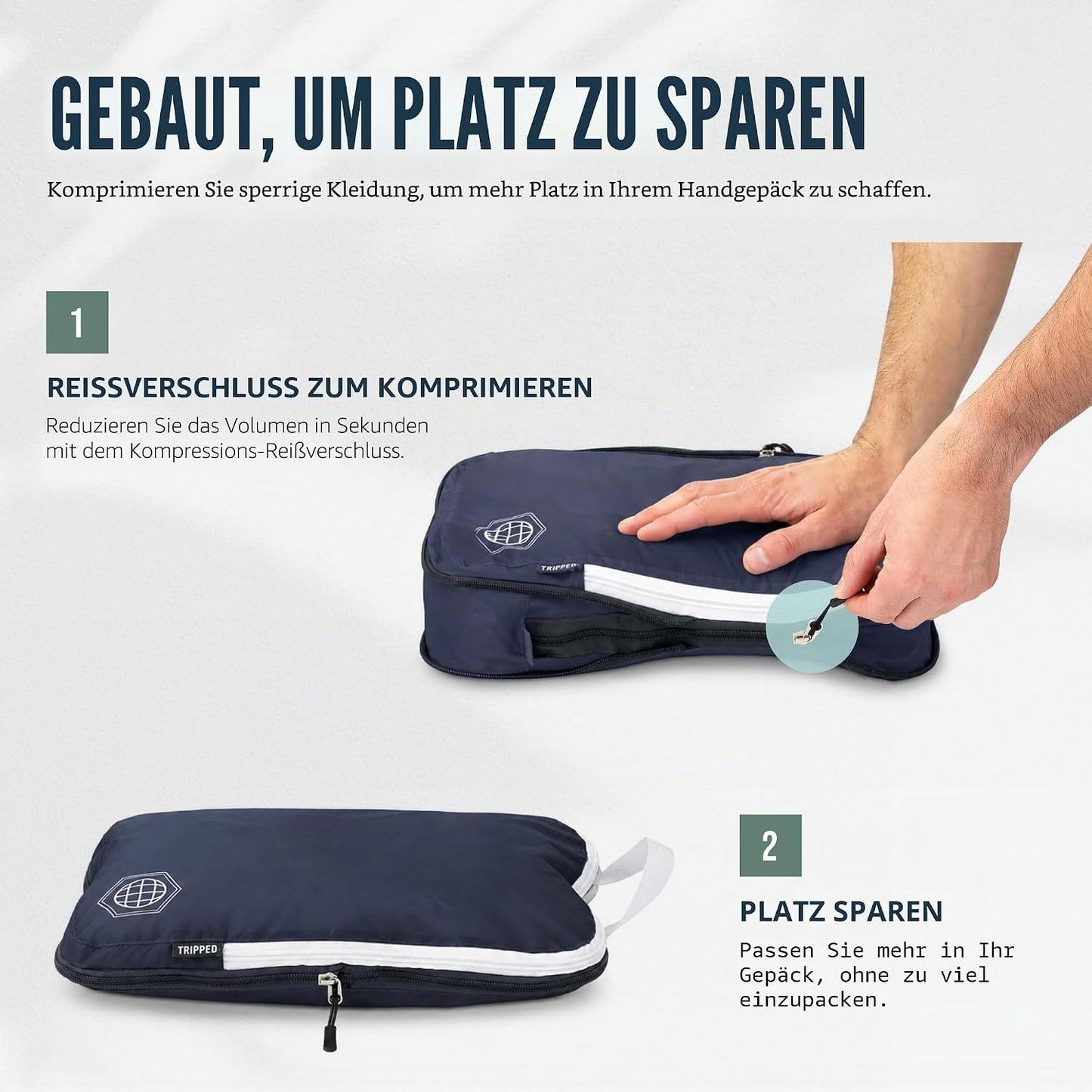 6-teiliges Kompressions-Packwürfel Set, Blau 6Piece