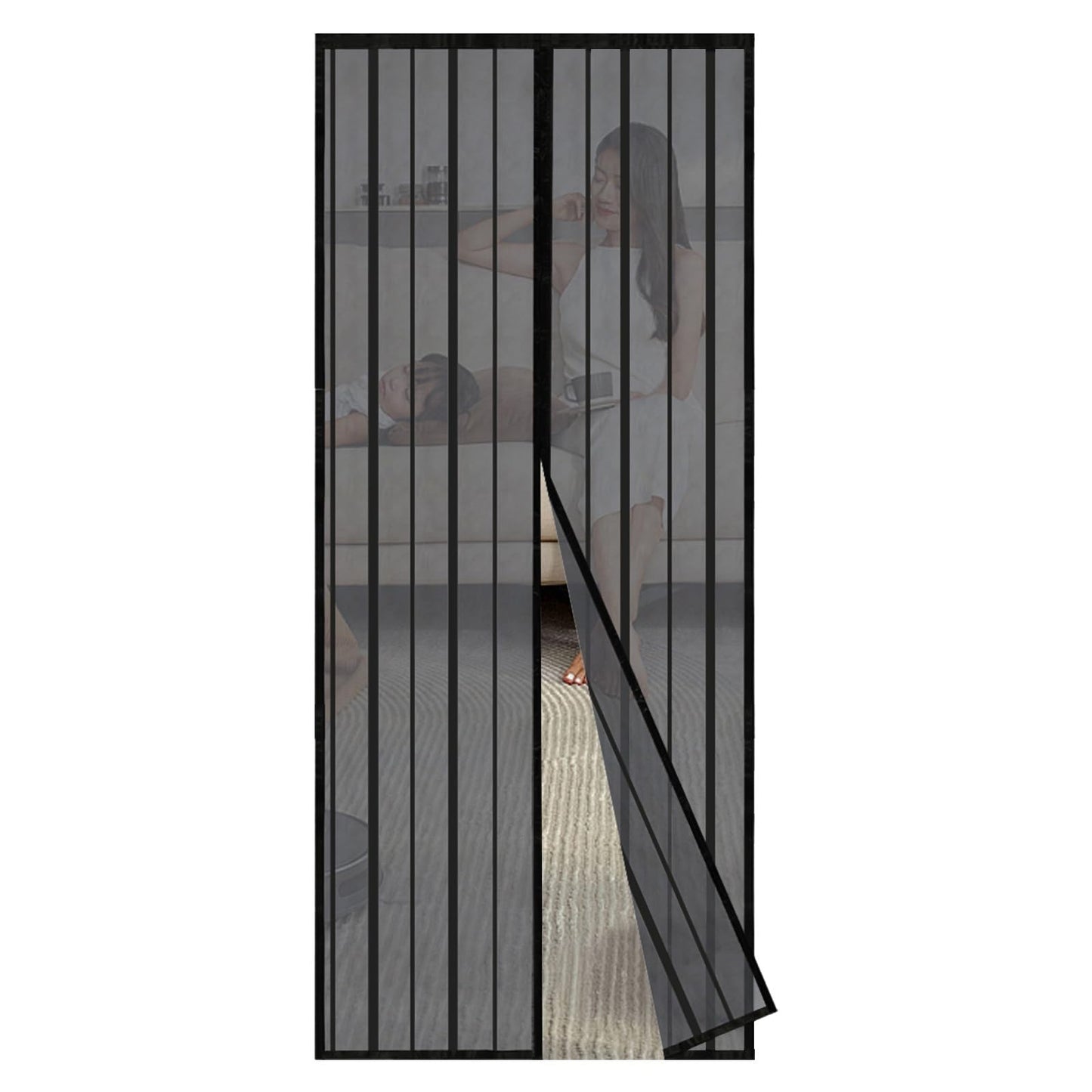 Magnetischer Fliegengitter-Türvorhang, 90x210 cm Schwarz