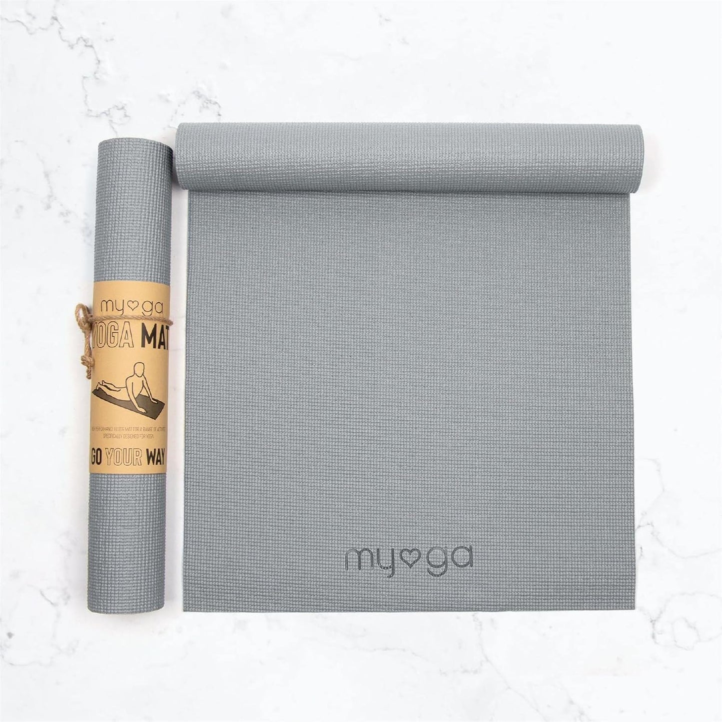 Yoga-Starter-Set mit Matte, Blöcken & Gurt, Grau