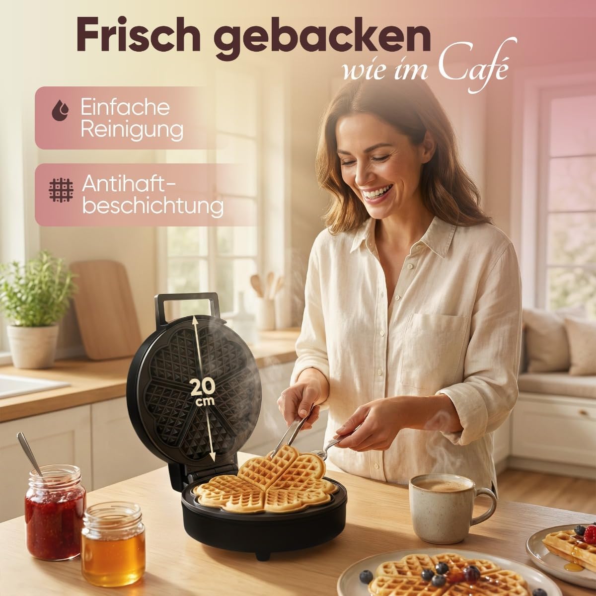Waffeleisen Herzform, Schwarz