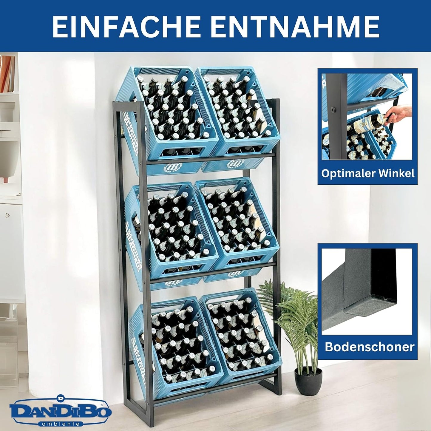 Getränkekistenregal für 6 Kisten, 6 Kisten Breite 71 cm / Hoch 141 cm