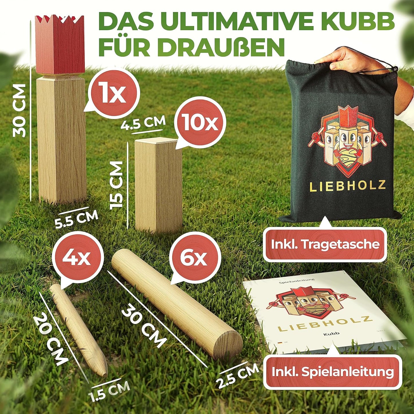 Kubb Wurfspiel Set inkl. Tragebeutel