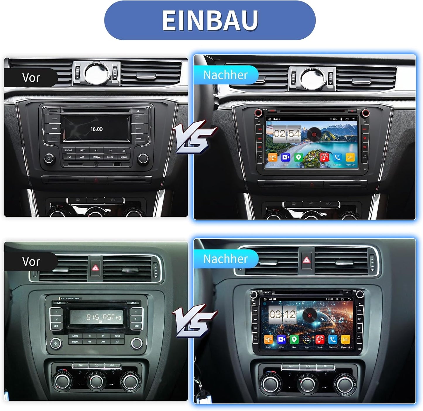 Android 13 Autoradio mit Navi für VW-Modelle, 8 Kern 4+64G für VW