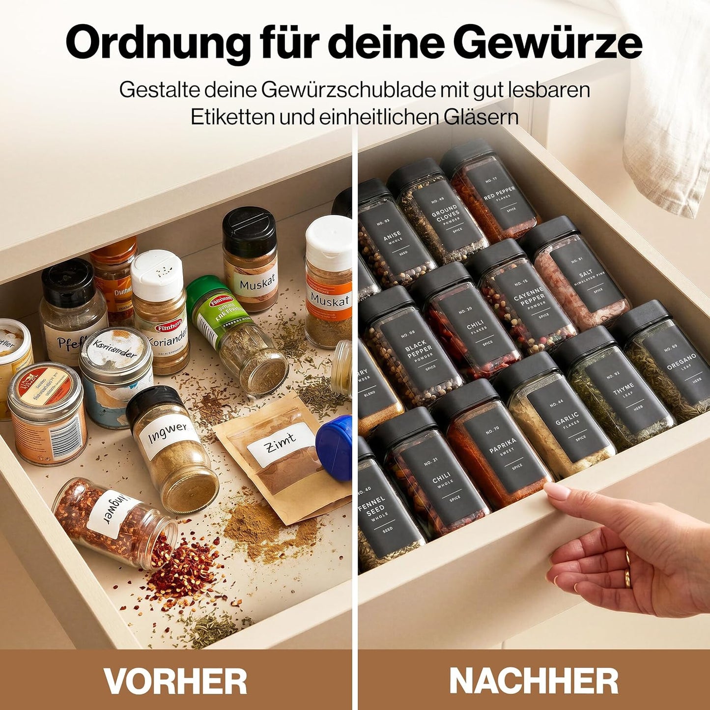Gewürzgläser-Set, EH-SJSQU-FBL