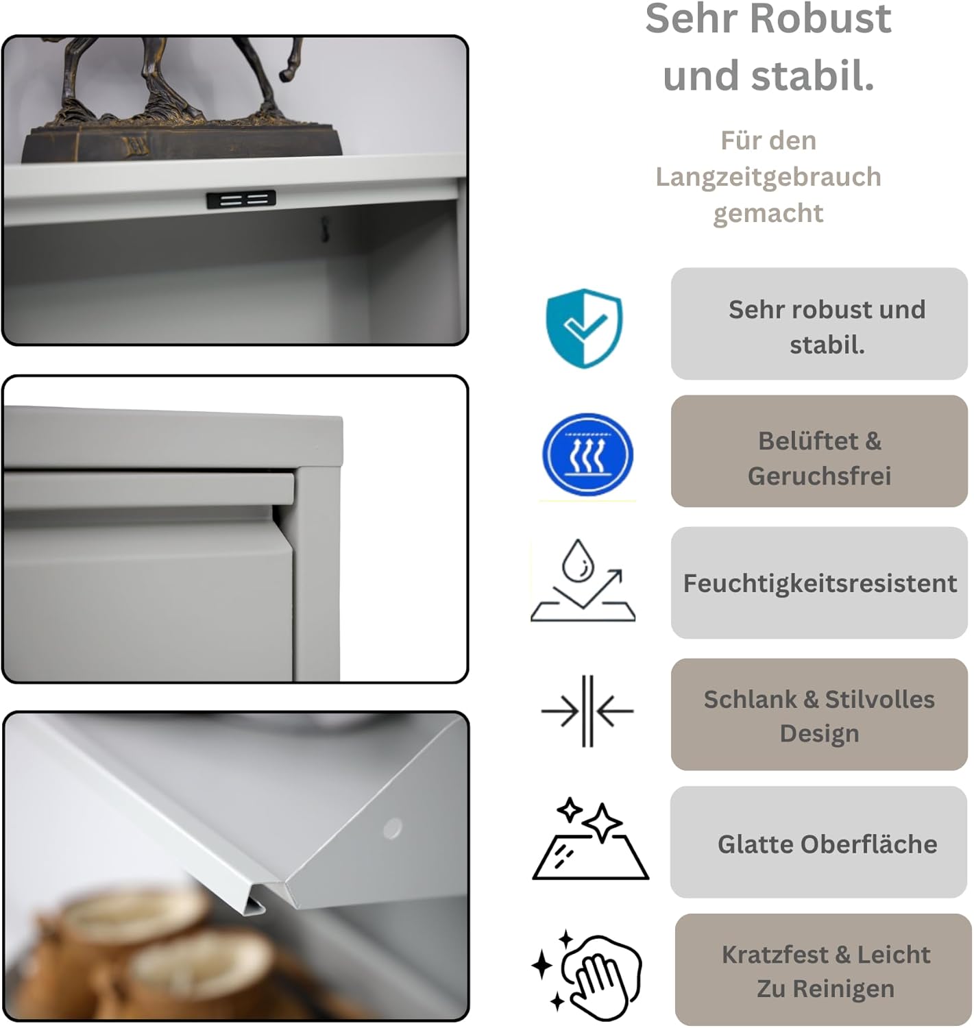 Schuhschrank mit Magnetklappen, 2 Klappen Grau