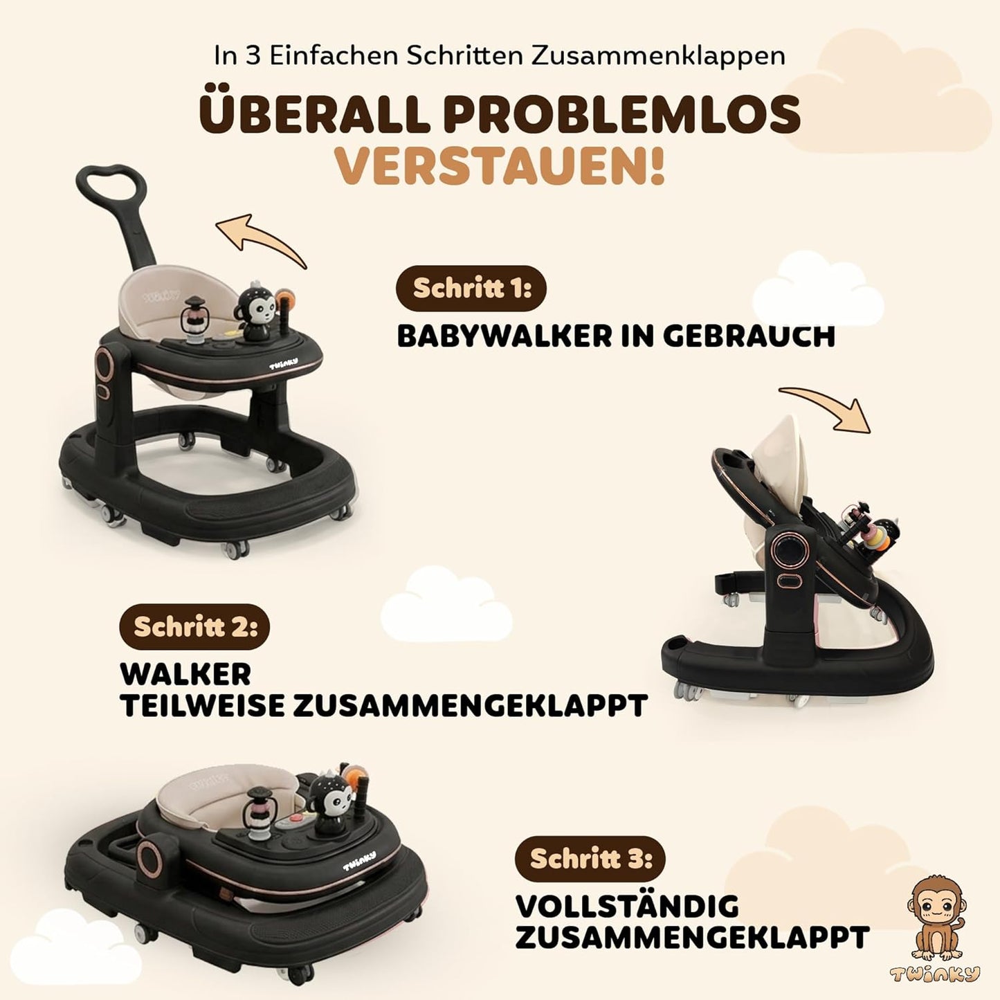 Lauflernhilfe mit Spielset und Bodenmatte, black and gold