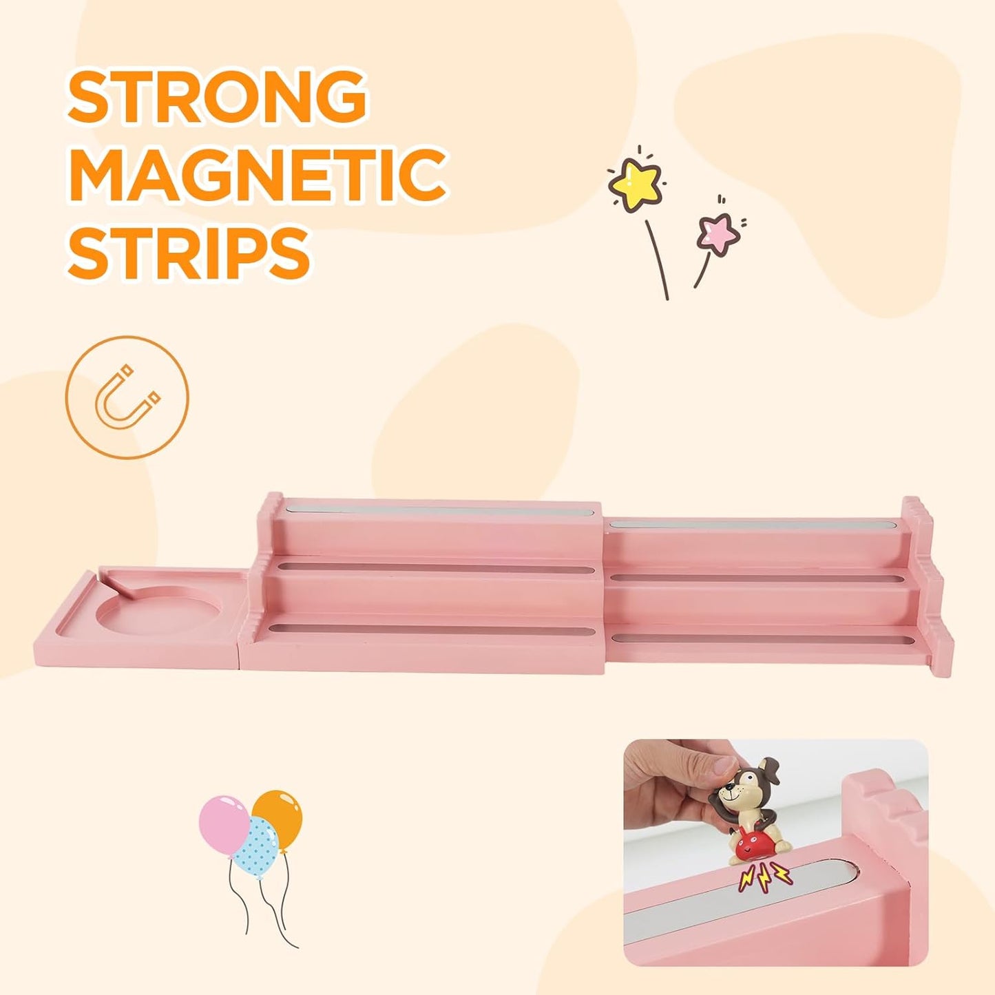 Tonie-Regal mit Aufbewahrungsschritten, Large Rosa