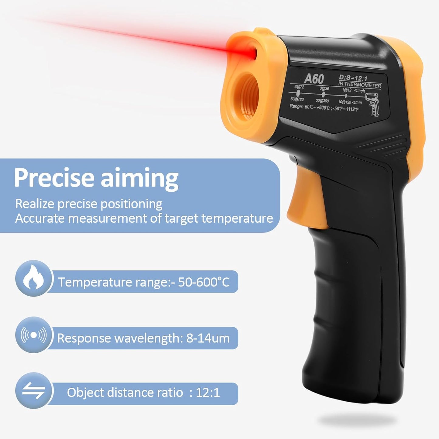 Infrarot-Thermometer mit LCD-Display, Gelb