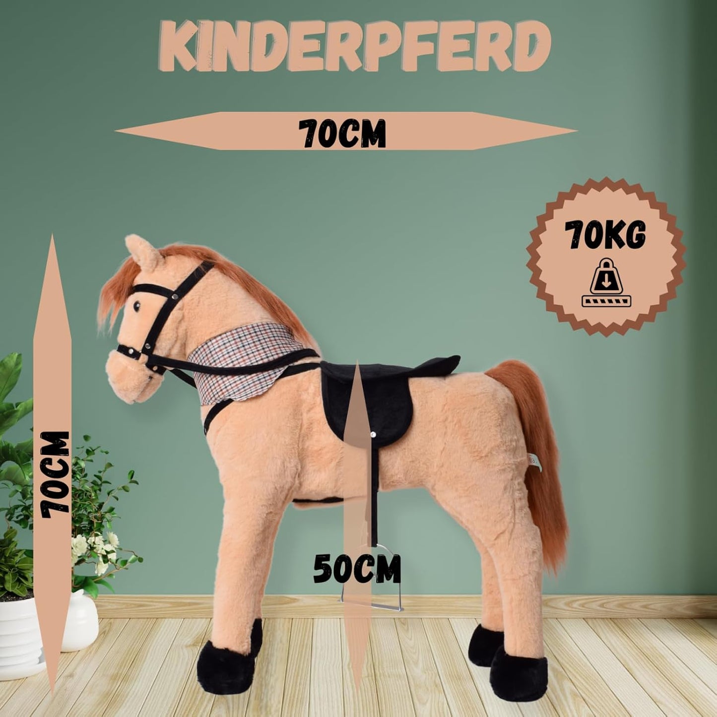 Reitpferd mit Sattel, Zaumzeug und Sound