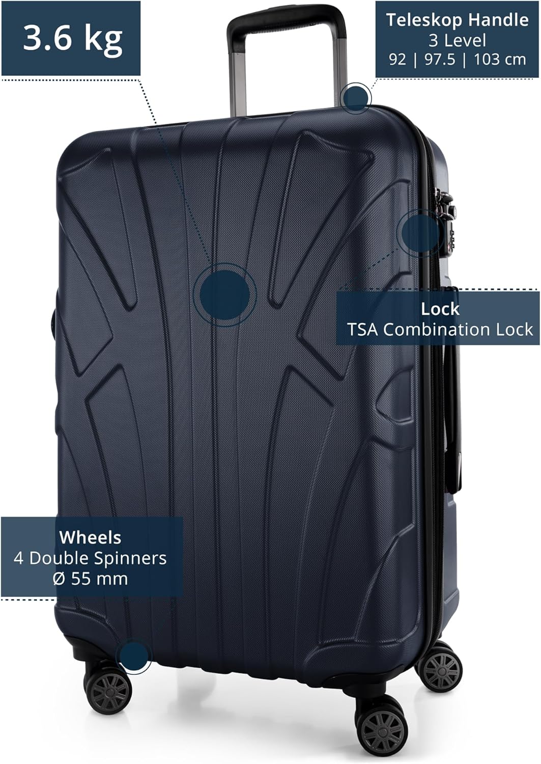 2er Trolley Koffer-Set, Dunkelblau 2er Set XS+M