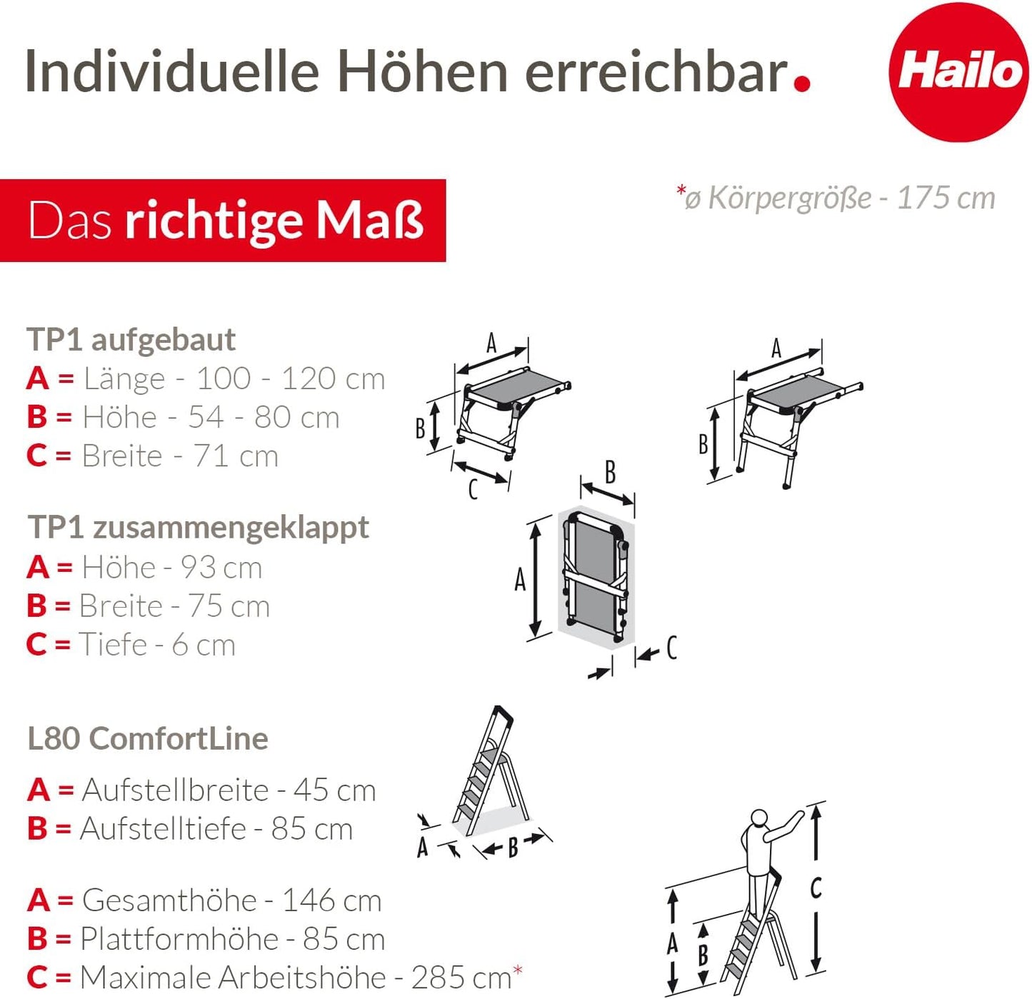 Stehleiter L80 ComfortLine mit Treppenpodest, 4 Stufen inkl. Treppenpodest