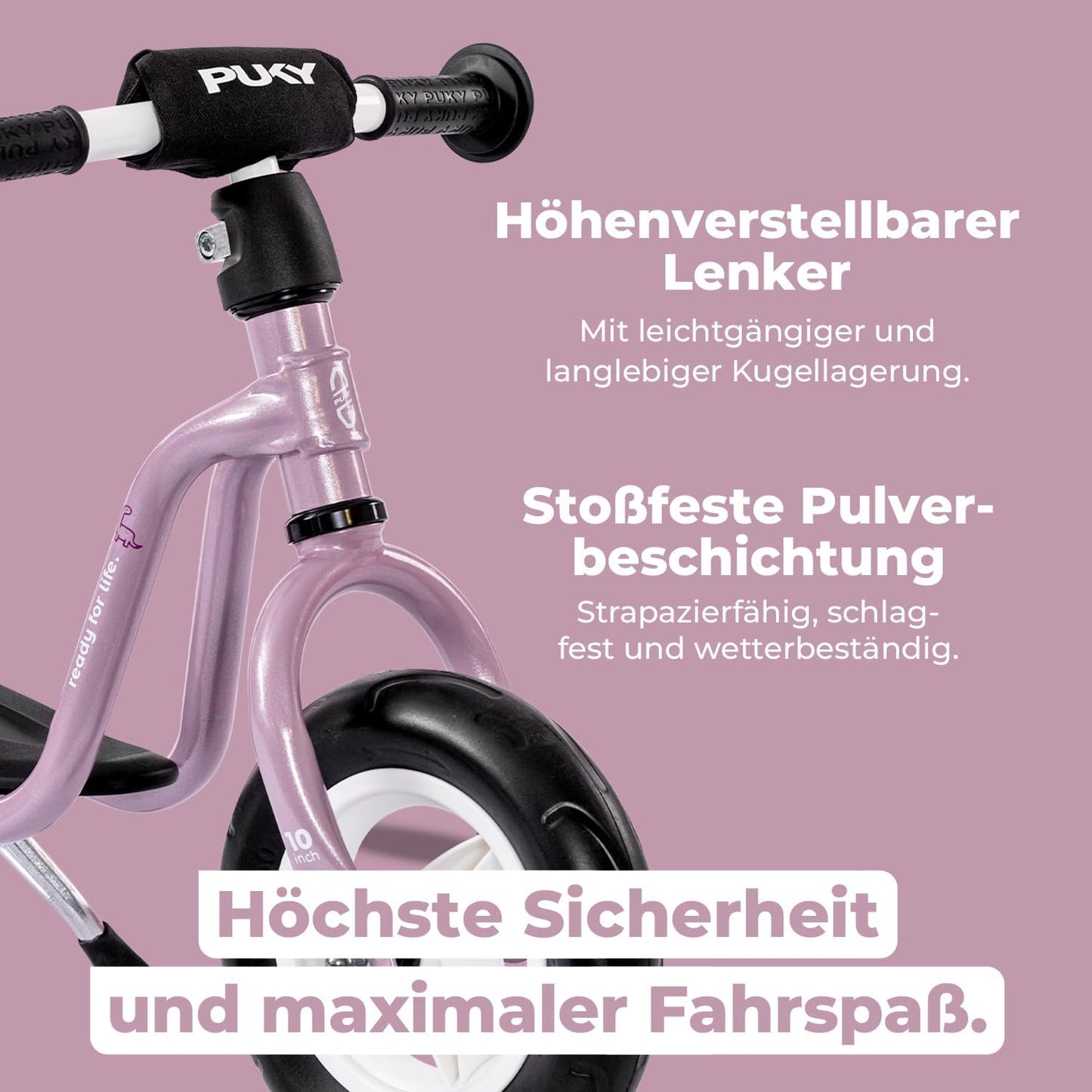LR M Laufrad mit Trittbrett und Seitenständer, Pearl Pink + Seitenständer