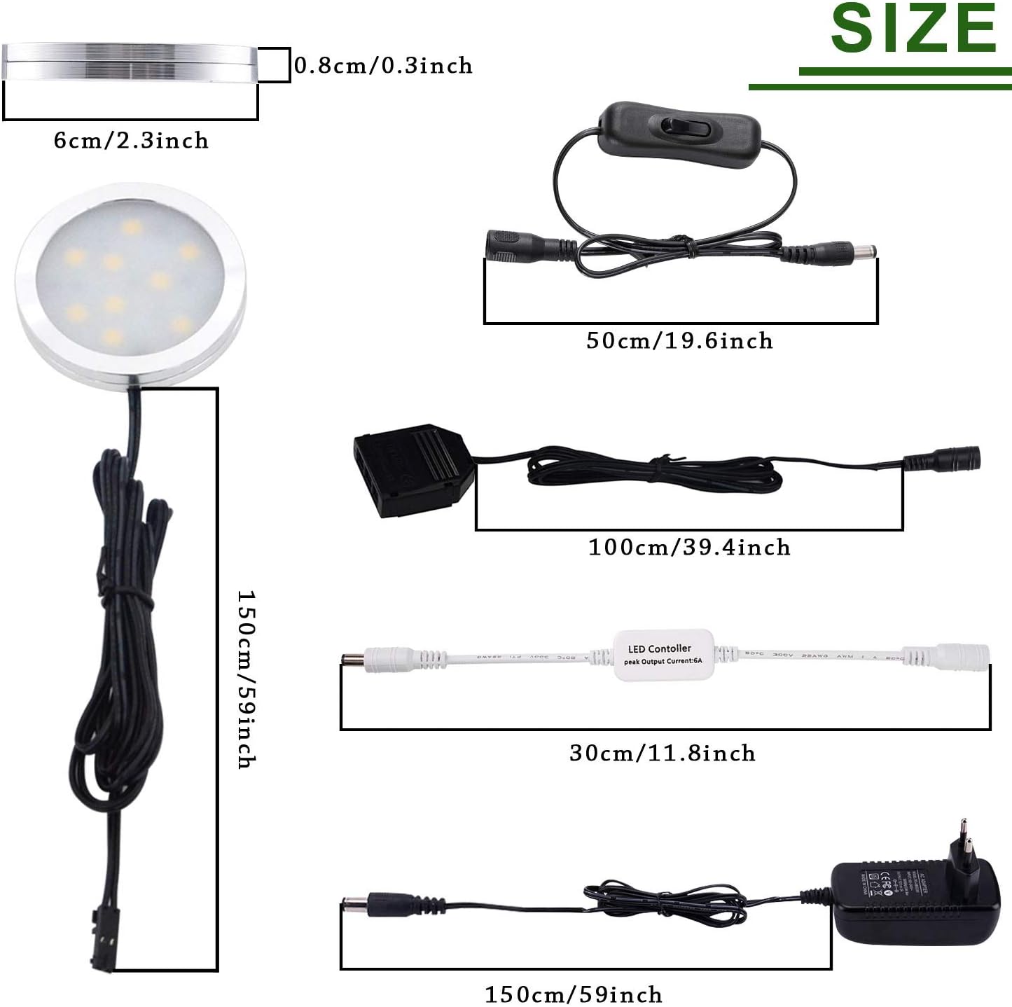 3er-Set LED-Unterbauleuchten mit Fernbedienung, Tagesweiss 6000k