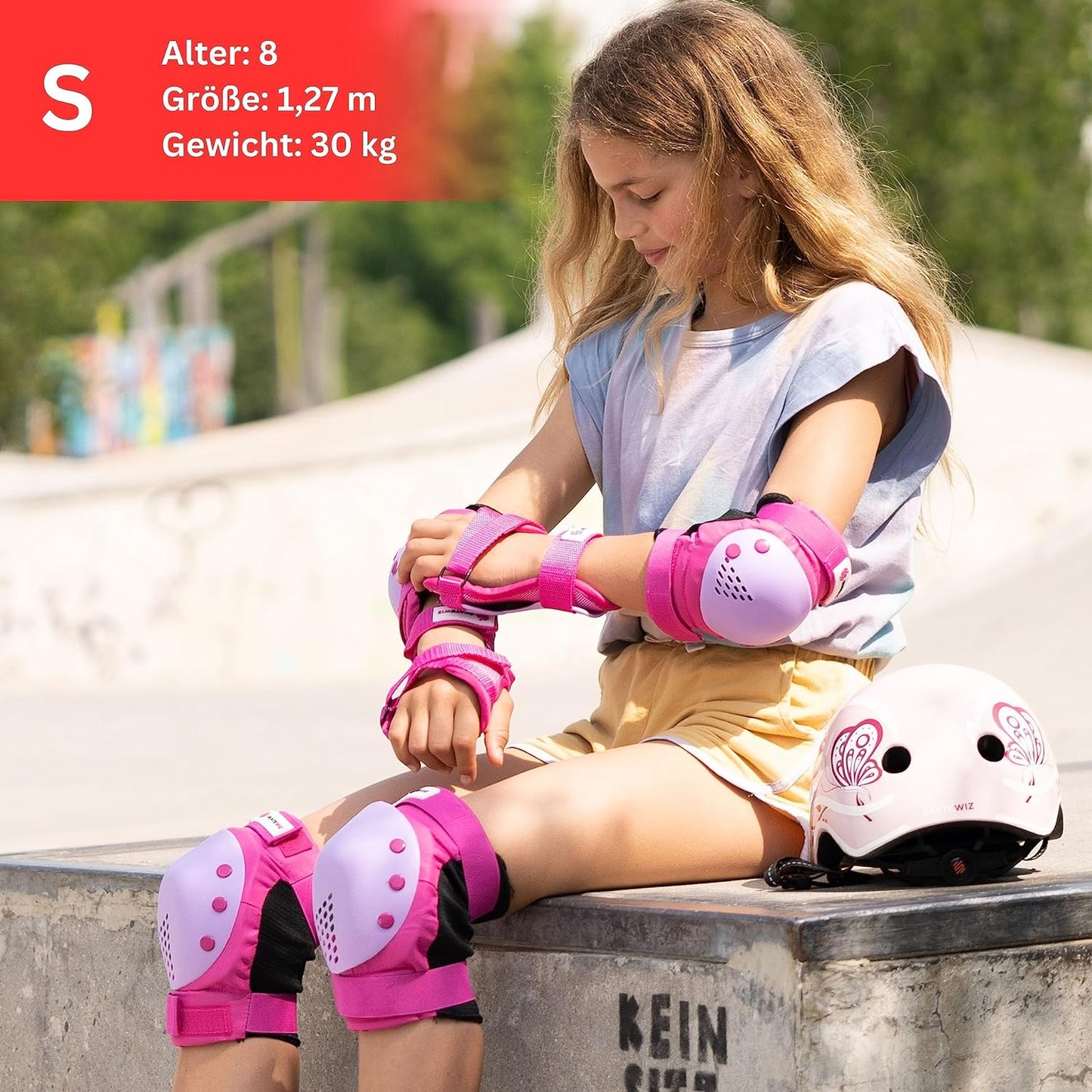 6-teiliges Skate Protektoren-Set, S - Kids Pink Violett