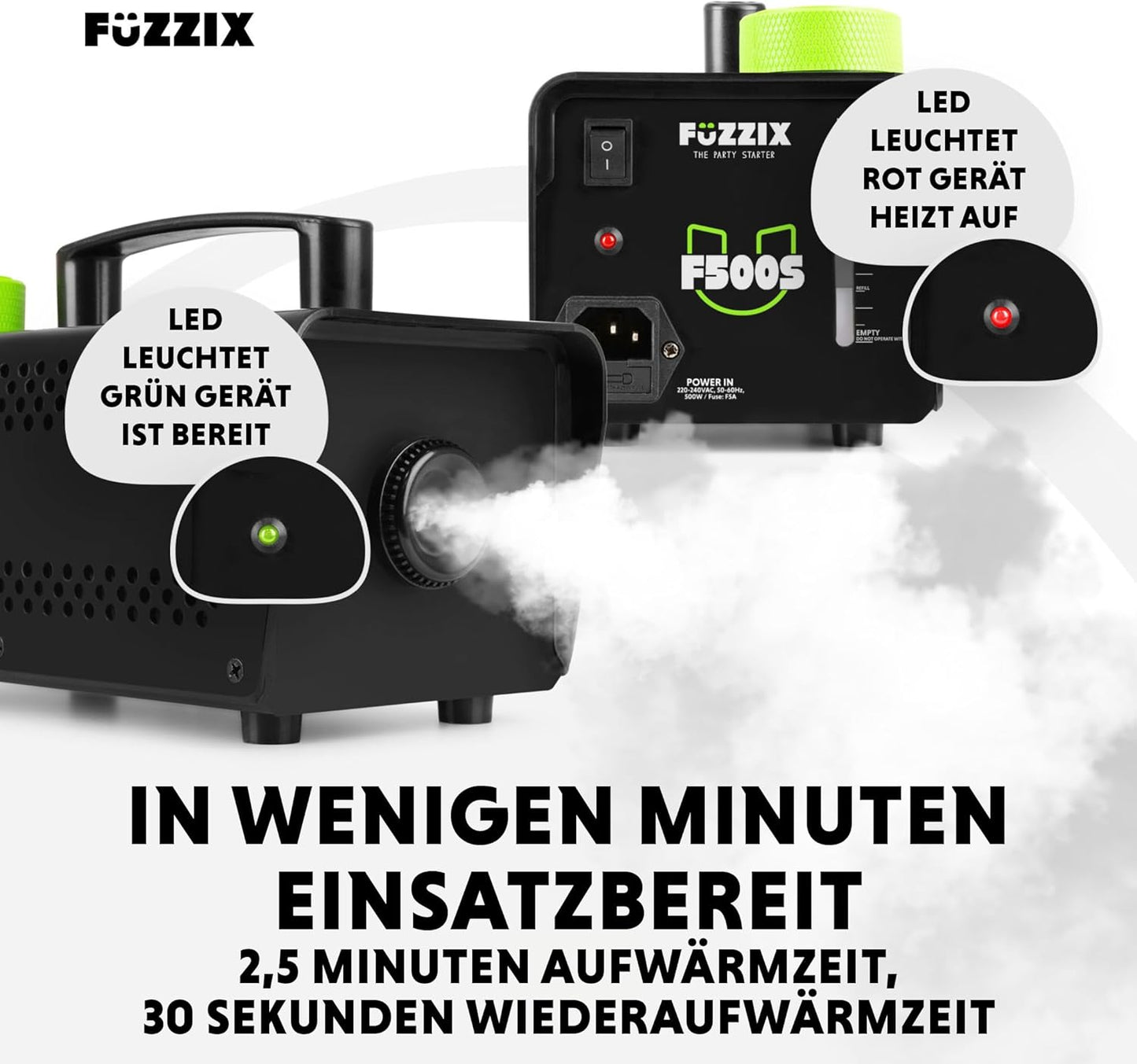 Nebelmaschine Mini F500S mit Fernbedienung, Nebelmaschine + 2L, Schwarz
