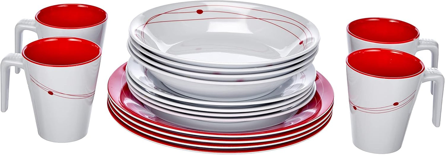 16-teiliges Geschirr-Set, Rot
