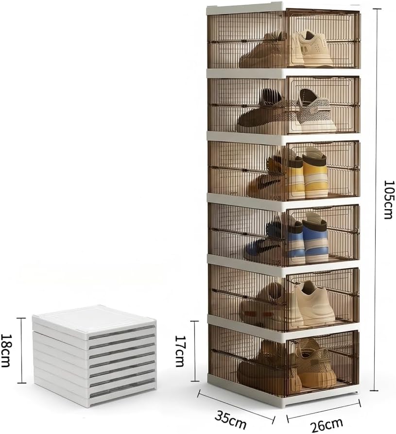 Stapelbare Schuhboxen, 12er-Set, Braun 12 Ebenen