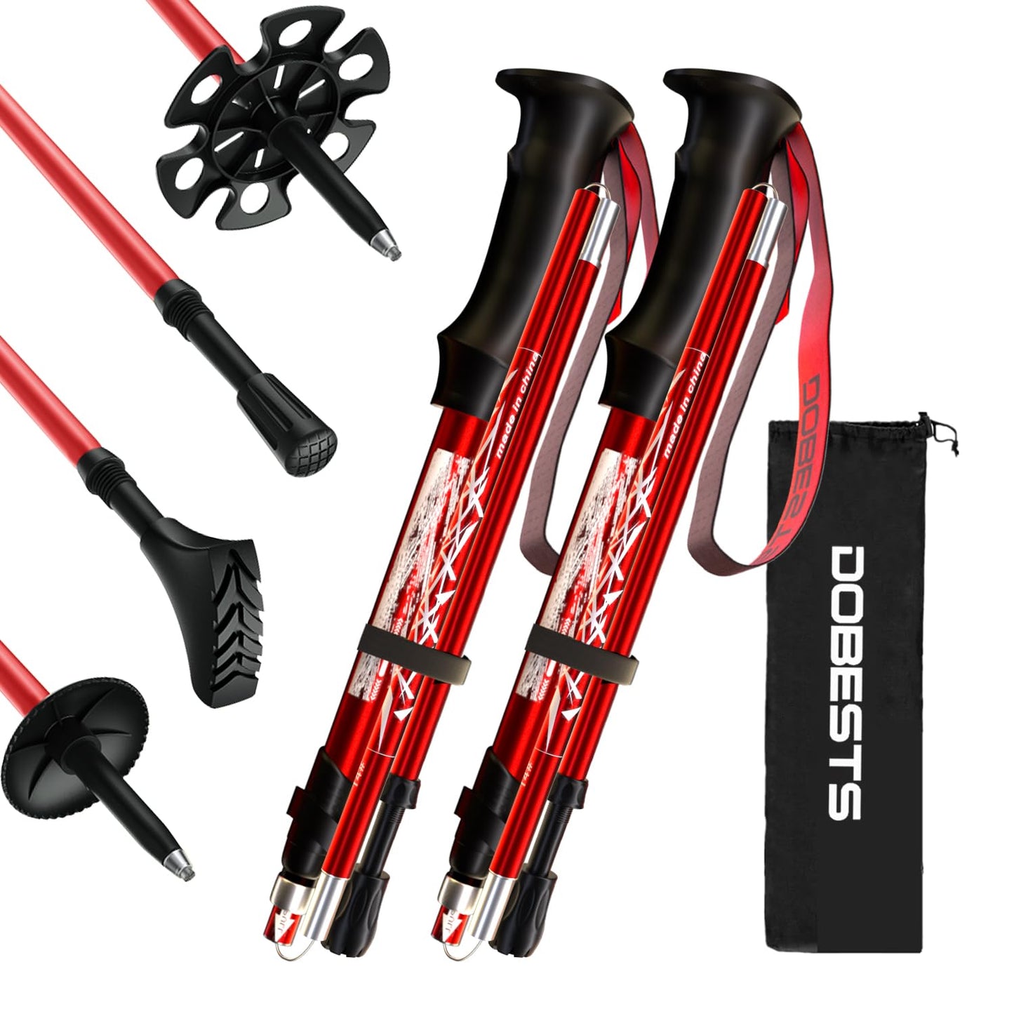 Faltbare Nordic Walking Stöcke, Rot Premium