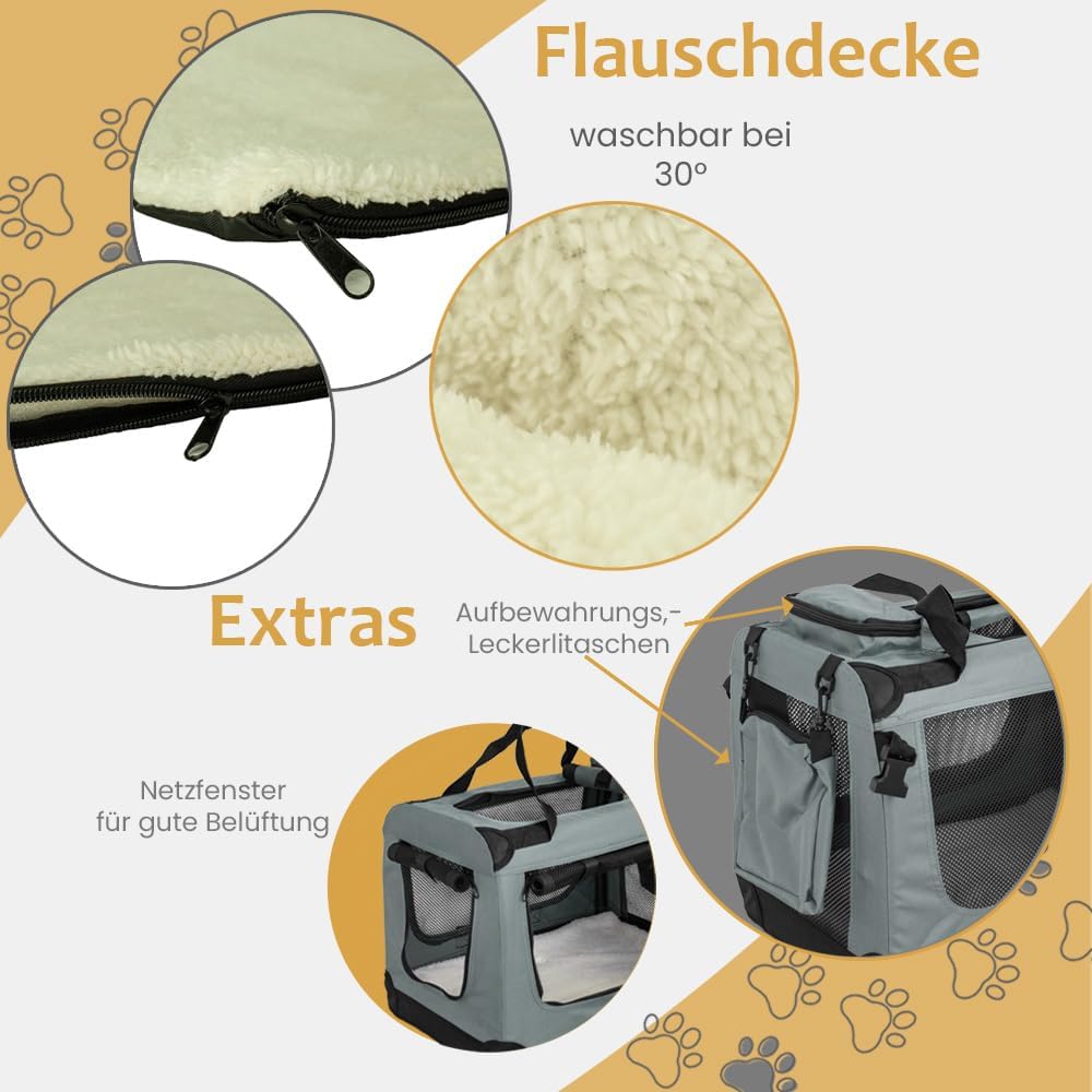 Faltbare Transportbox für Haustiere, L 82 x B 57 x H 58 cm