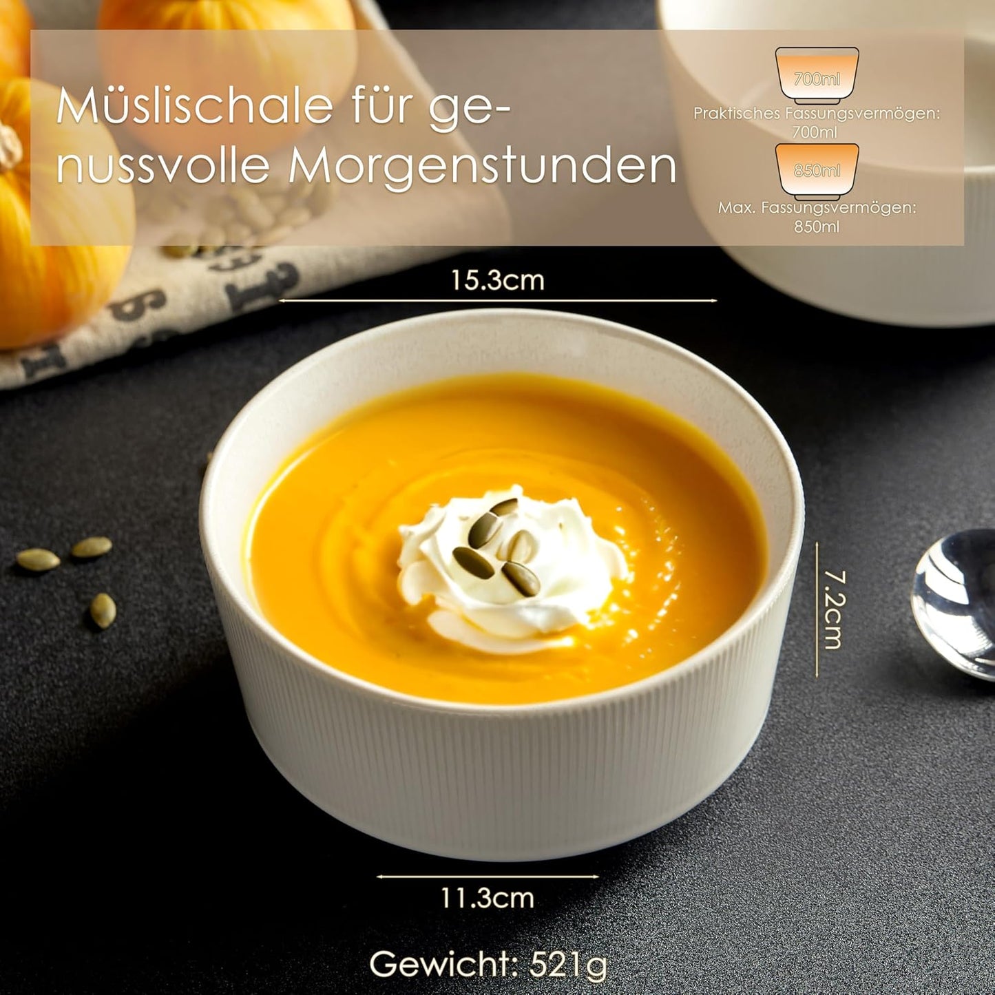 Müslischalen 6er-Set, Reaktivglasur in Weiss Schüssel*6