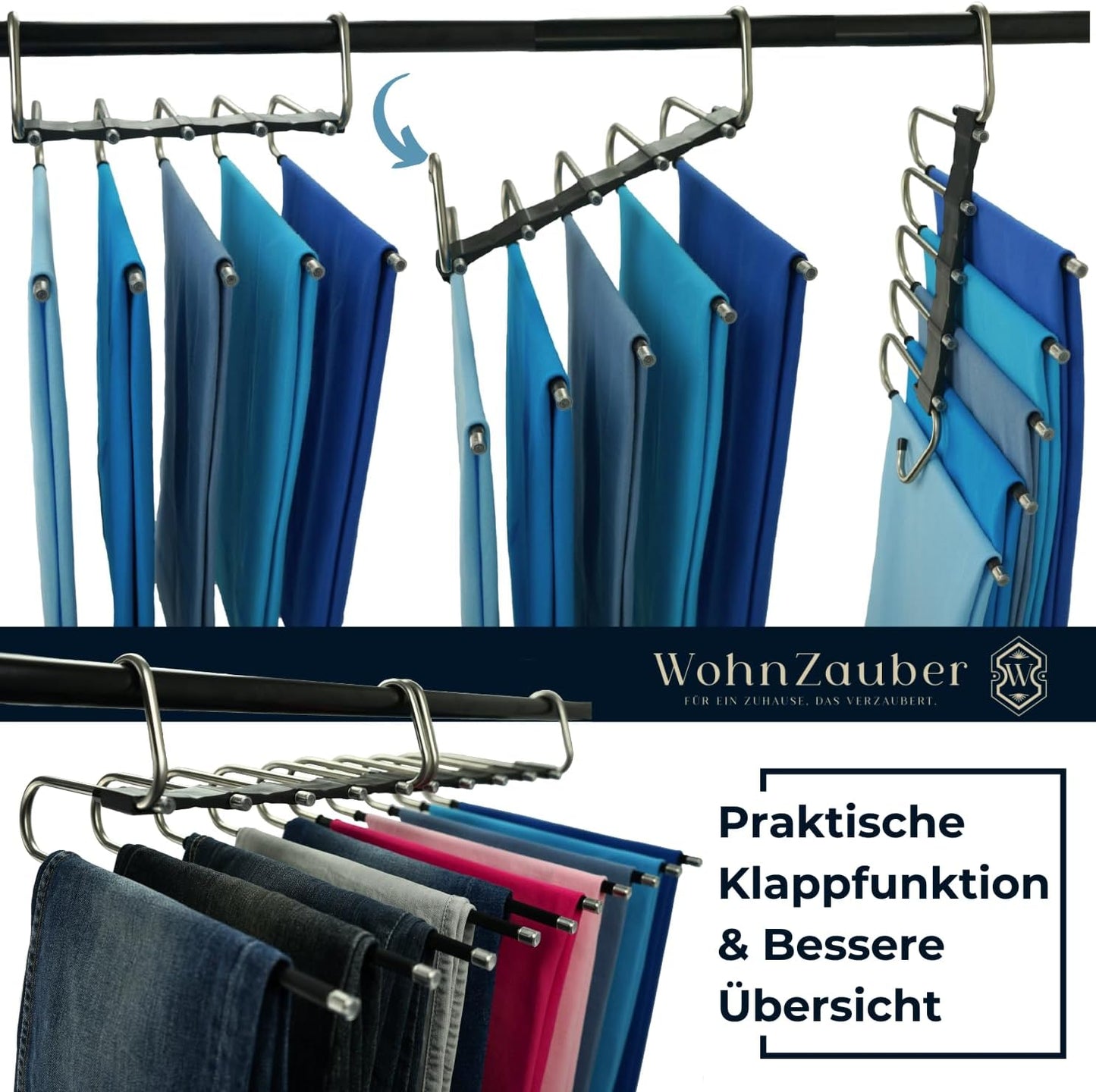 Hosenbügel mit Rutschschutz, Schwarz 34B x 42H cm