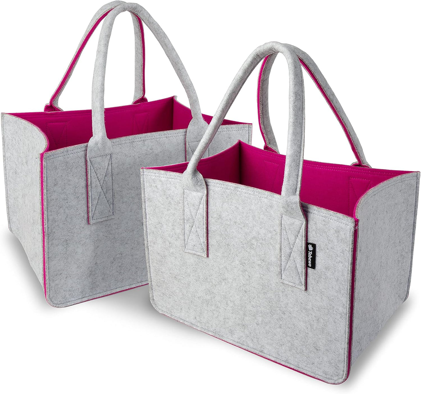 Filztaschen-Set (2 Stück, faltbar), Doppelpack Grau/Magenta
