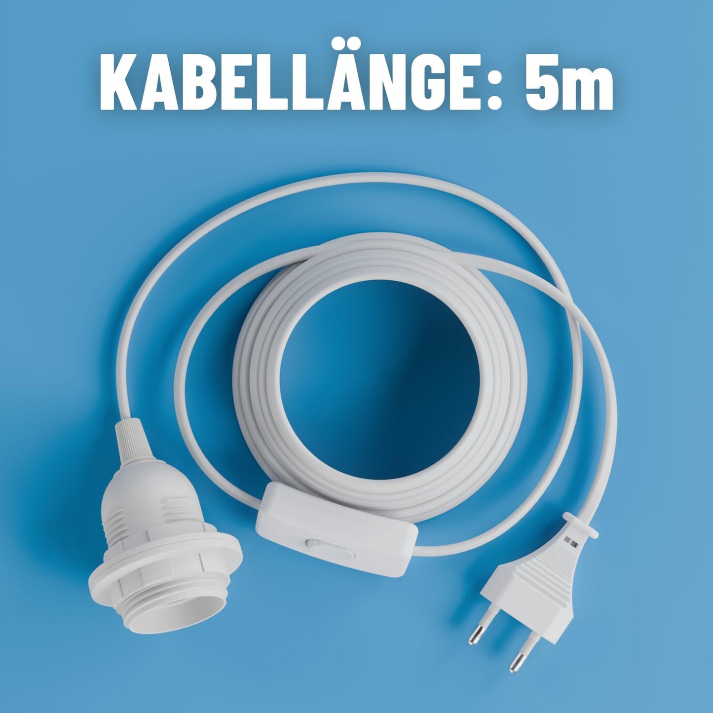 Lampenfassung E27 mit Schalter & Kabel, 2x Lampenkabel E27