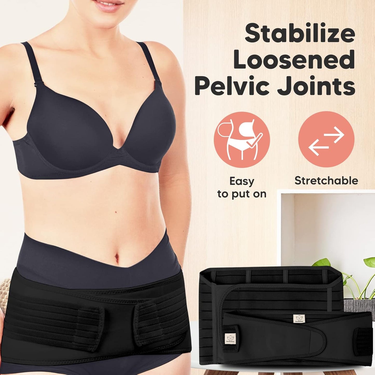3-in-1 Postpartum Gürtel für Damen (XL), XL, Midnight Black