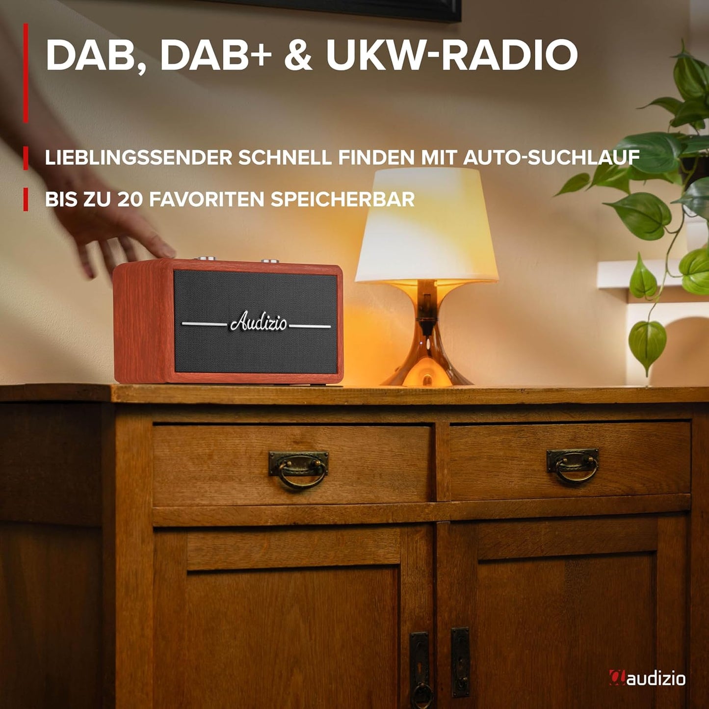 Tune60 DAB Radio mit Bluetooth und Wecker, Rot