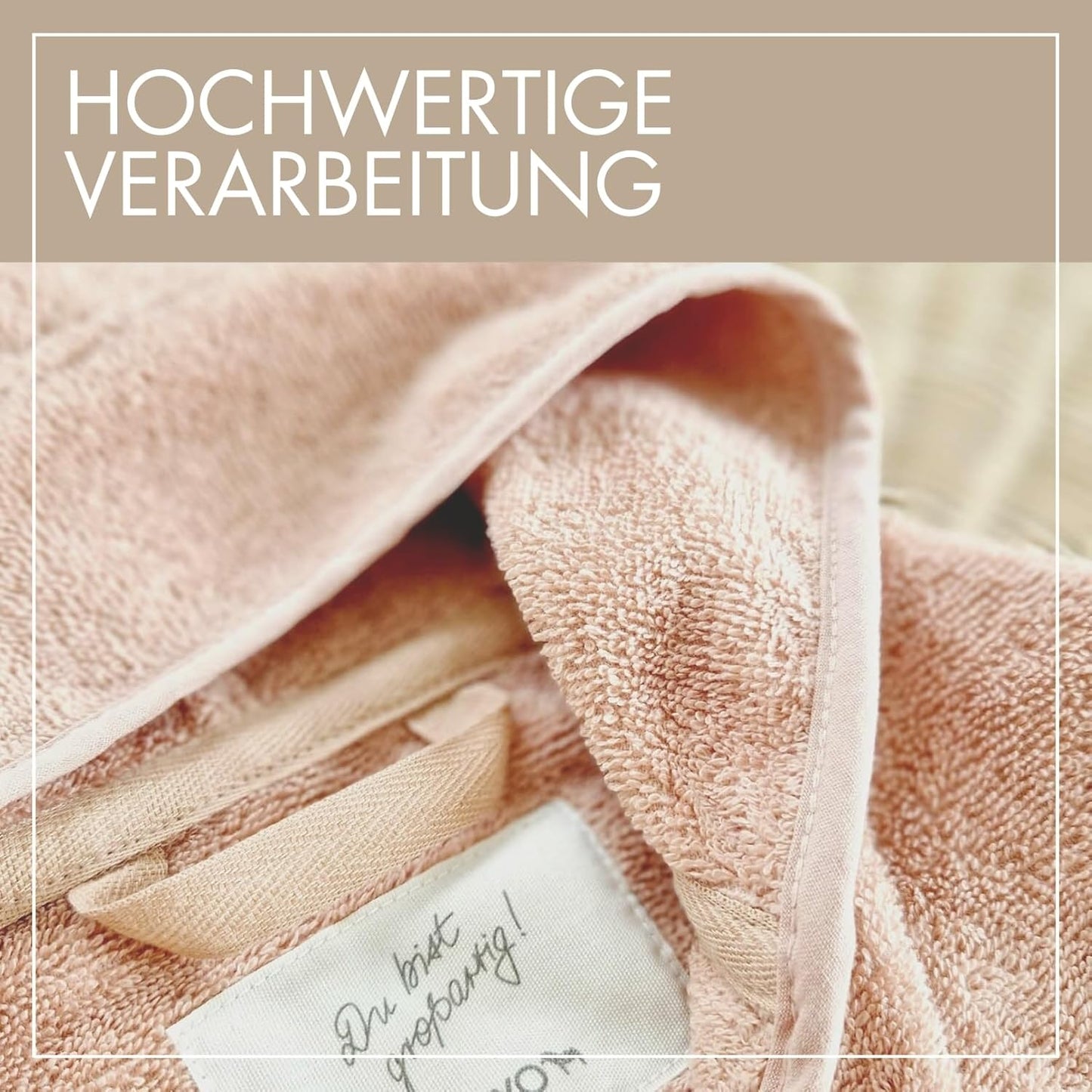 Baby Badeponcho mit Bärenohren, Puder Bärenohren