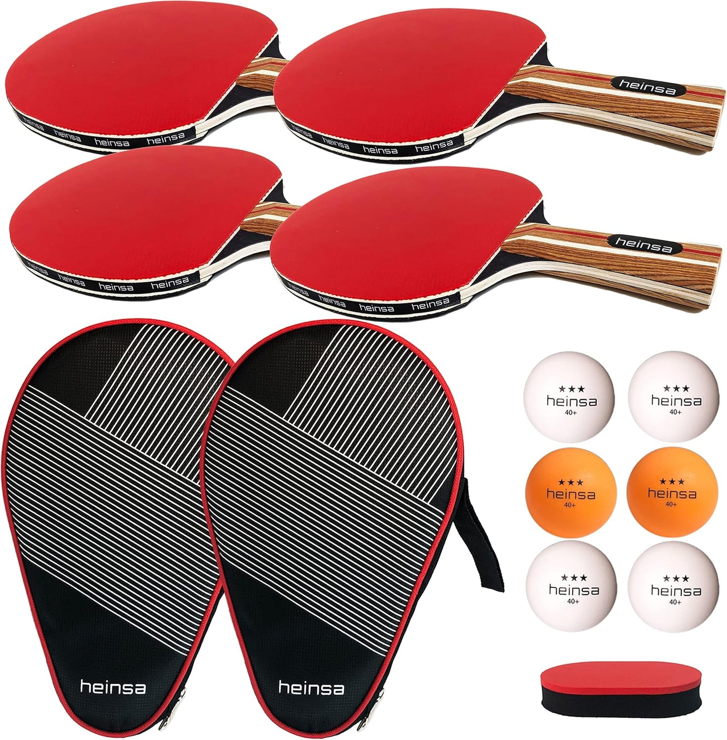 Tischtennisschläger-Set, 4er Tischtennisschläger Set mit extra Bälle
