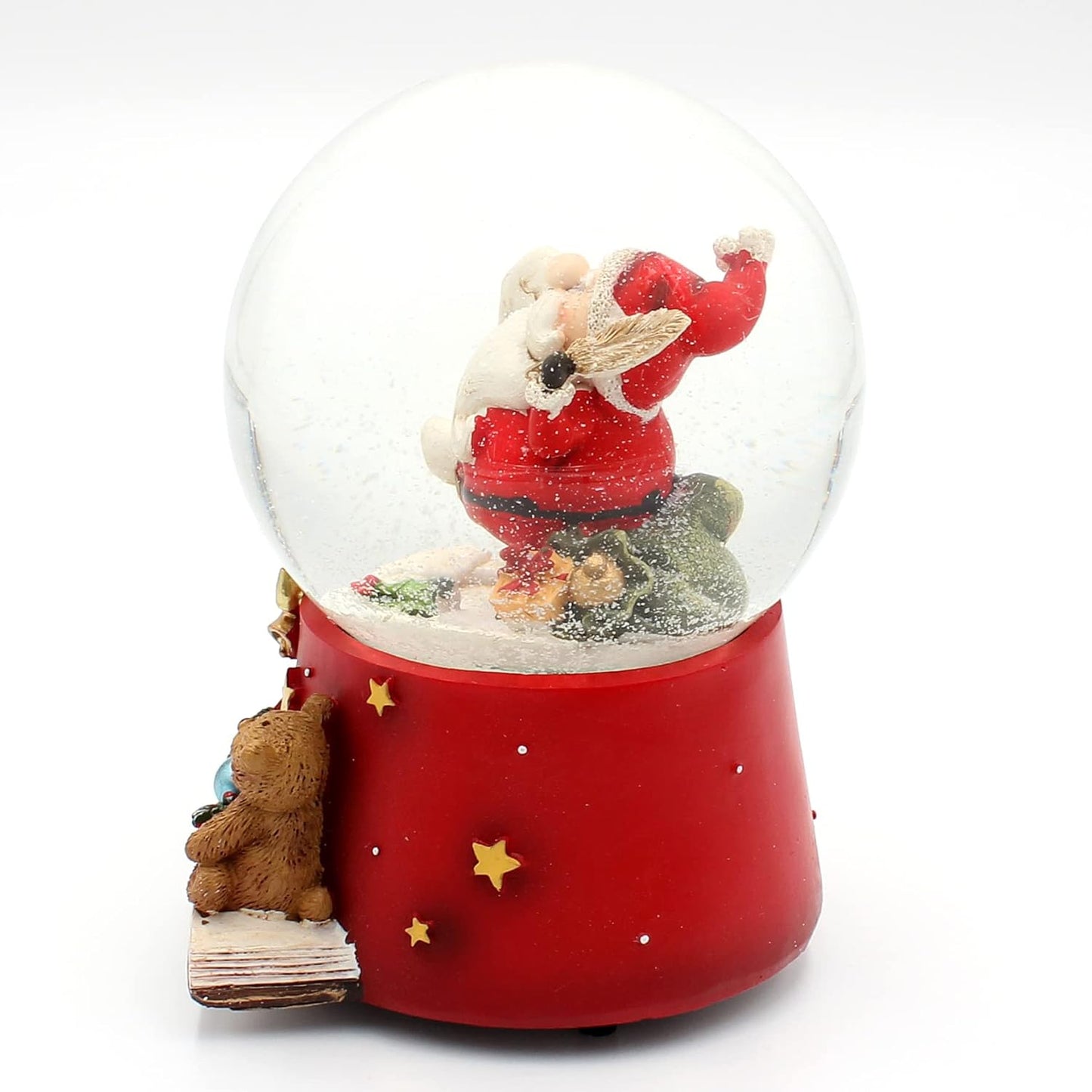 Schneekugel "Weihnachtsmann mit Feder und Wunschzettel", Wm-feder