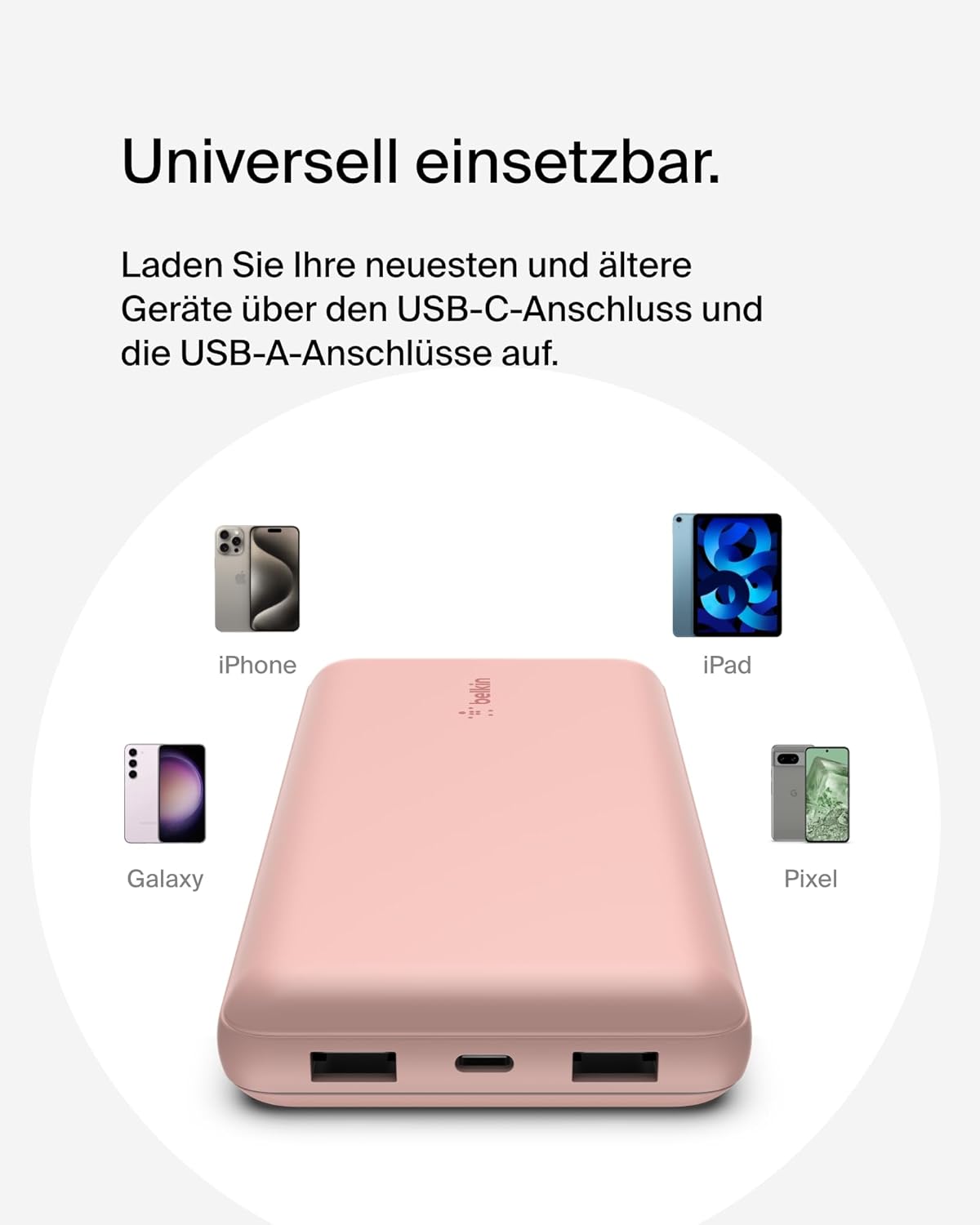 BoostCharge Powerbank mit Ladekabel, 1 Packung / Roségold