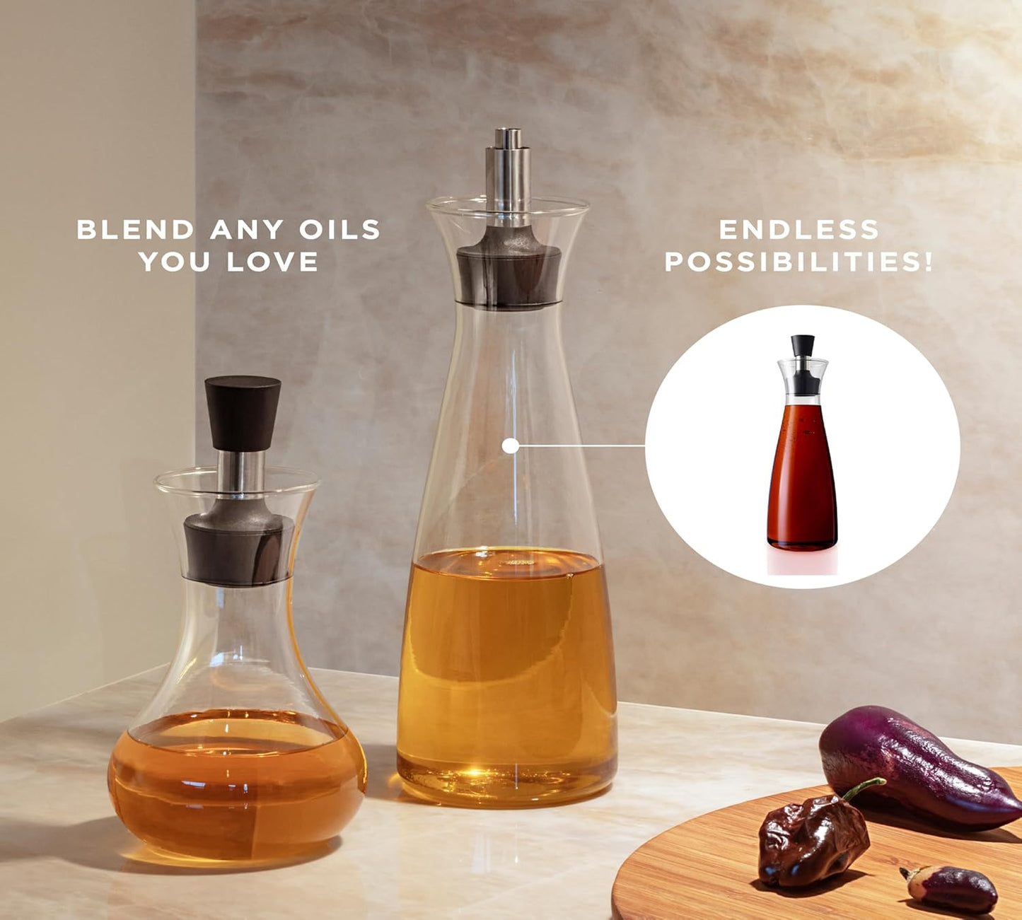 Ölkaraffe & Dressingshaker-Set, Ölkaraffe & Dressing-shaker Set 0.5 L / 0.25 L