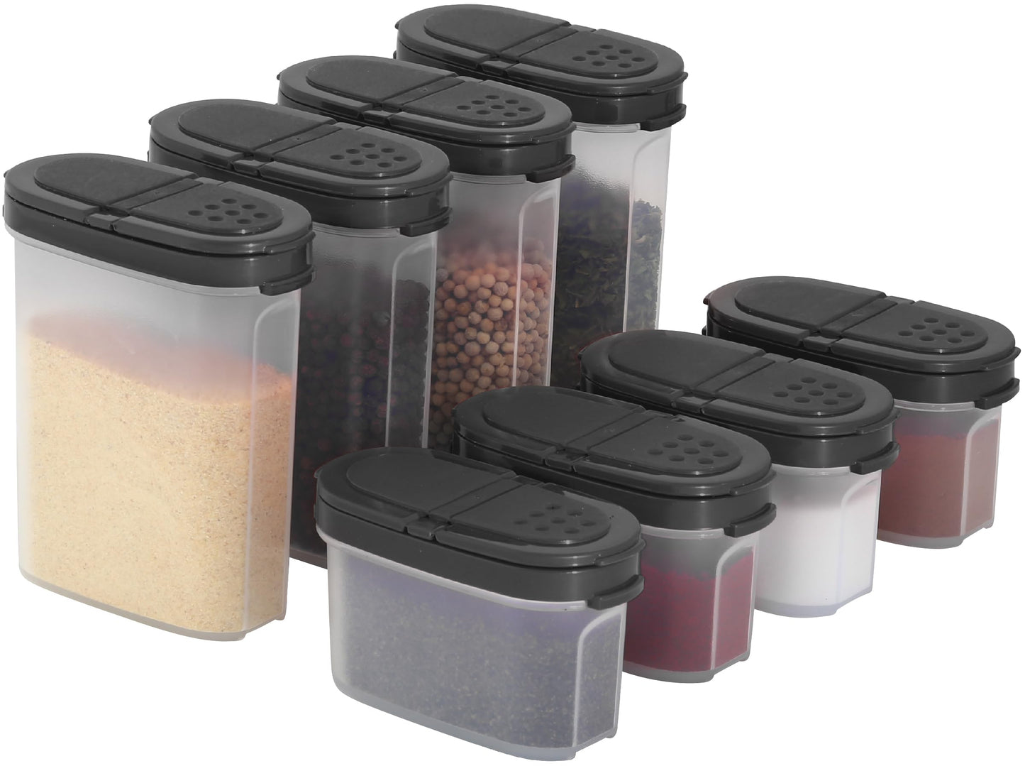 Gewürzboxen Set, 8er pack Schwarz