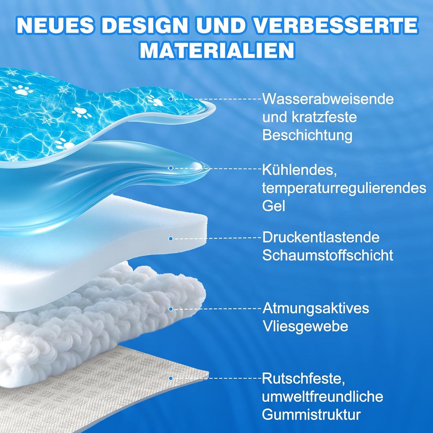 Selbstkühlende Hundematte, 90x60 cm, Blau L 90 x B 60 x H 1 cm