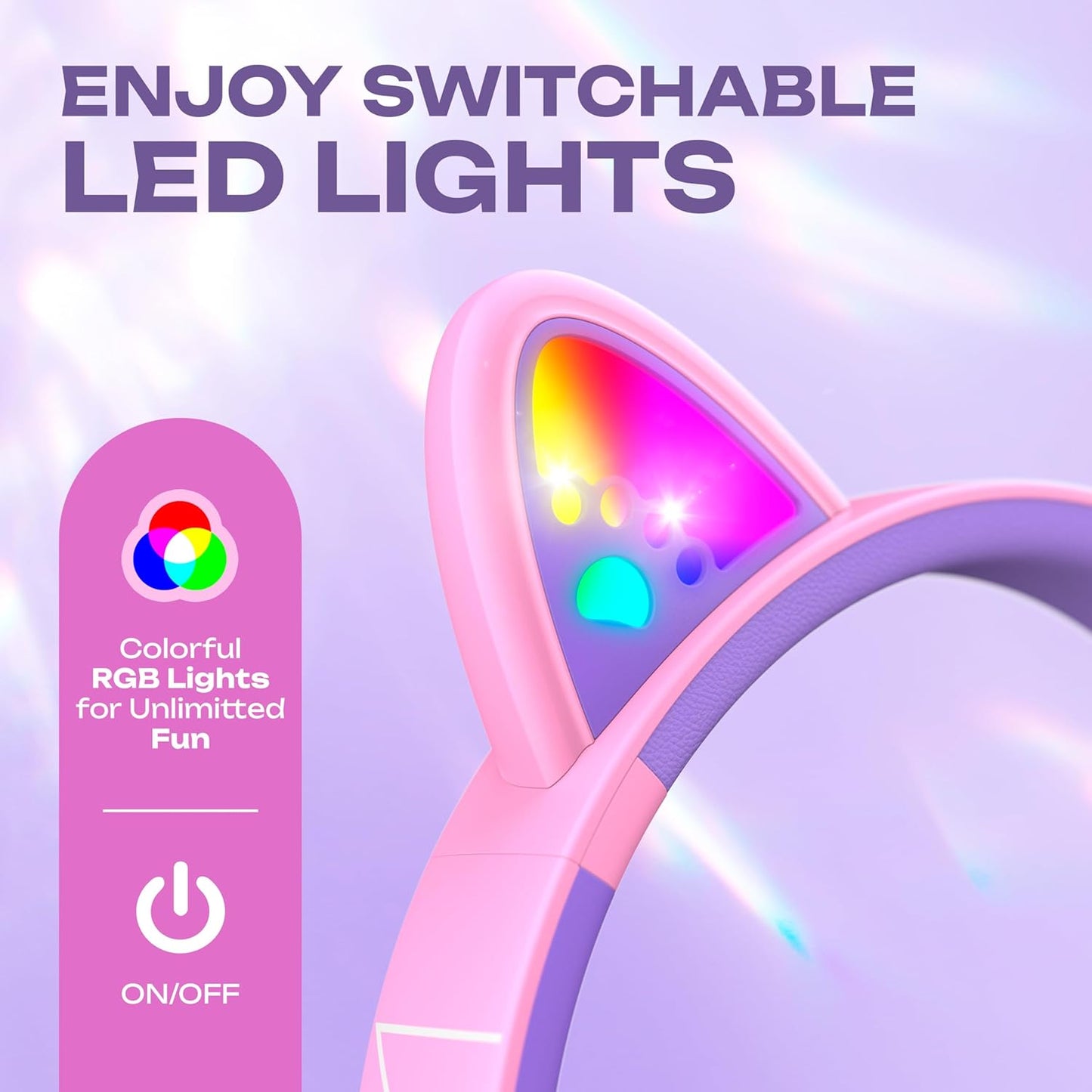 Bobo Bluetooth-Kopfhörer für Kinder, Lila/Rosa