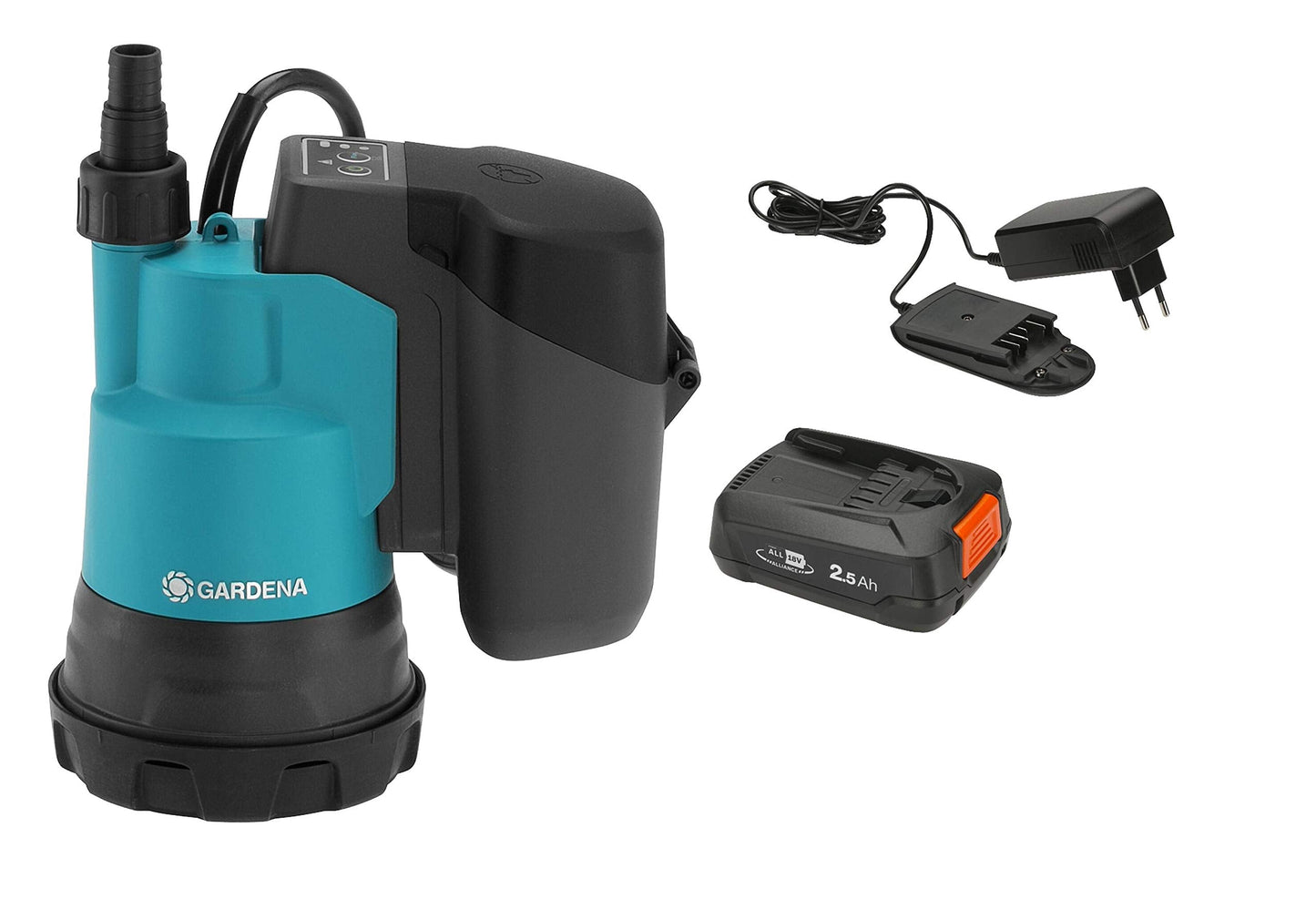 Akku-Klarwasser-Tauchpumpe 2000/2 18V P4A Set, Tauch- / Druckpumpe, bis zu 2.000 l/h - mit Akku (P4A)
