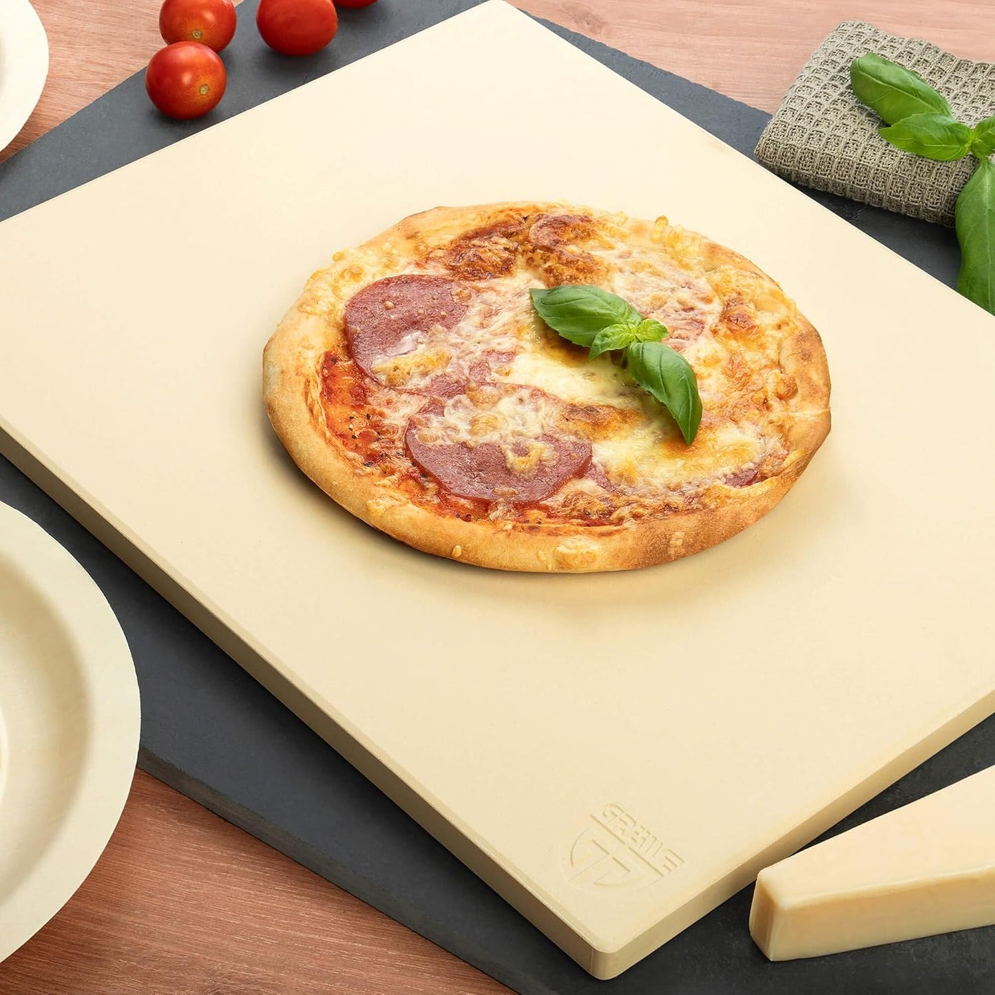 Pizzastein-Set mit Zubehör, Pizzastein, Pizzaschieber, Pizzamesser