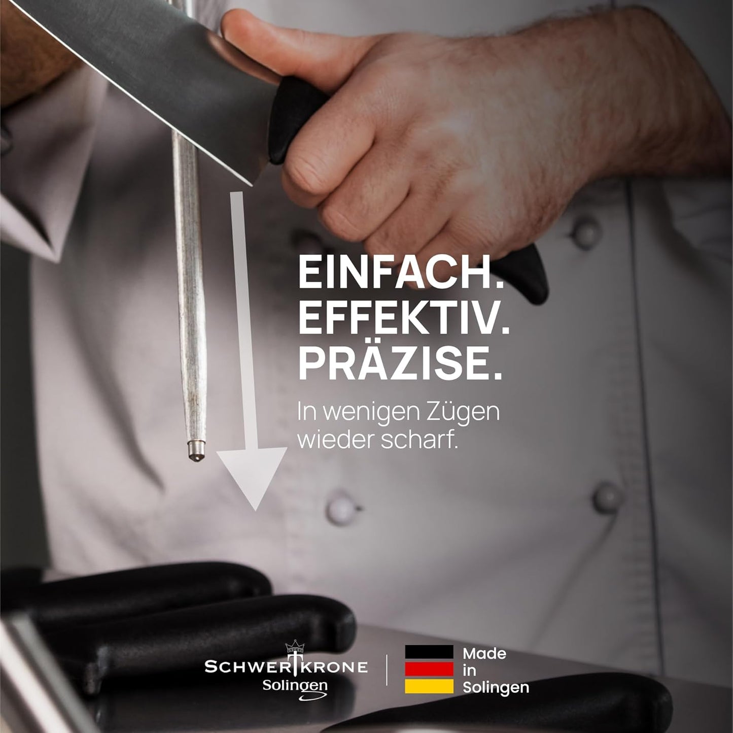 Wetzstahl, Schwarz/Silber