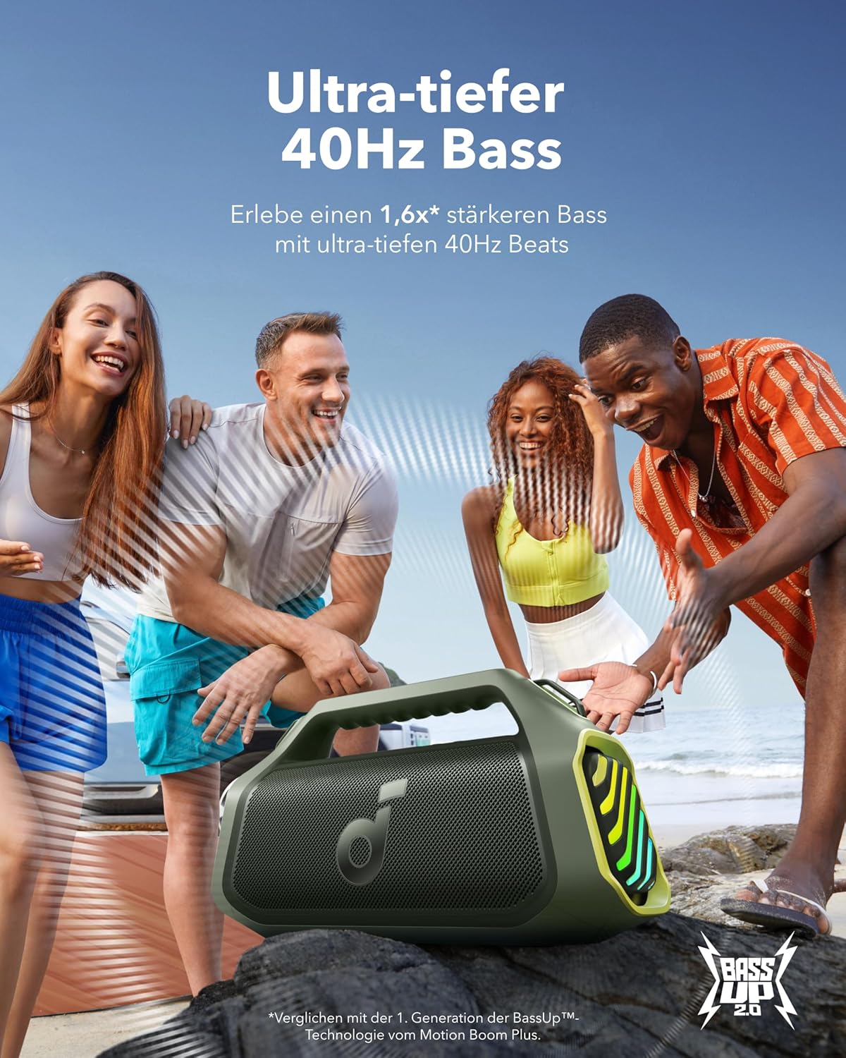 Boom 2 Plus Outdoor Bluetooth Lautsprecher, 140W, wasserdicht, green