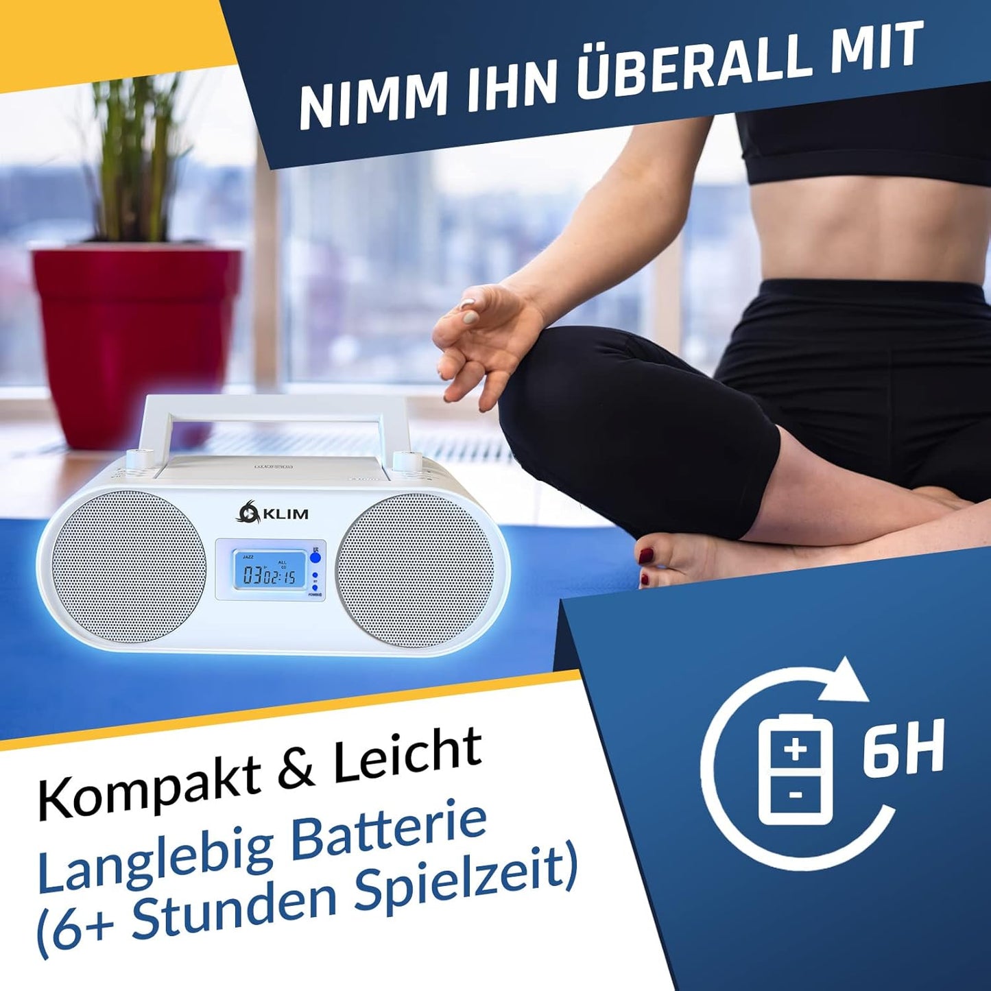 Tragbare Boombox mit CD-Player & Bluetooth, Weiß