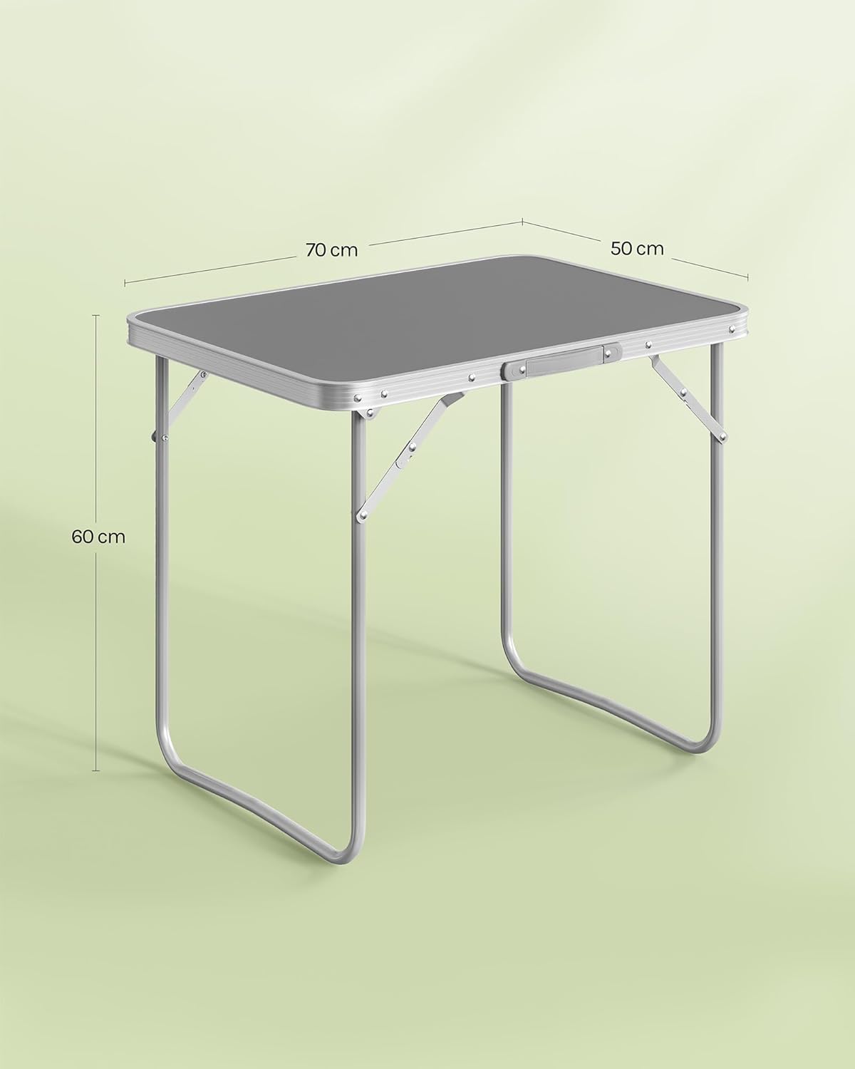 Klapptisch mit Aluminiumrahmen für Camping & Picknick, Grau 70D x 50W x 60H cm