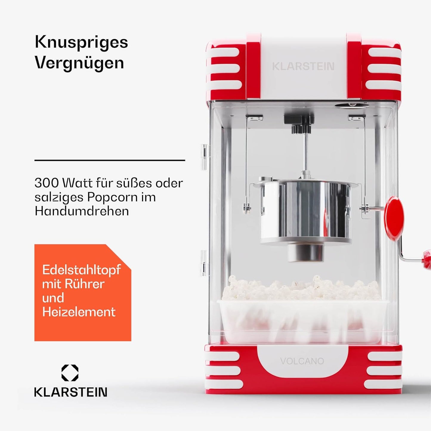 Popcornmaschine, 33cm (B) x 47cm (H) x 29cm (T) Rot