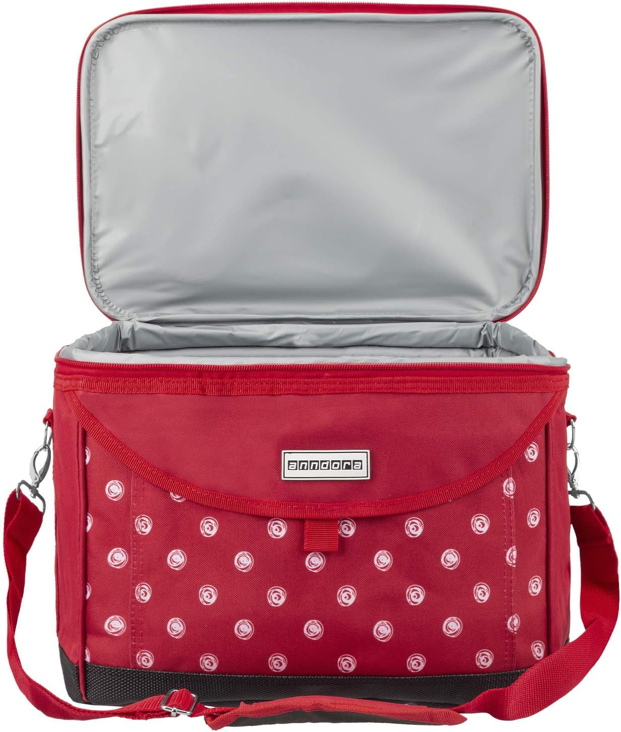 ‎TW-1885-245 Kühltasche mit Getränkehalter, Rot Weiss Gepunktet