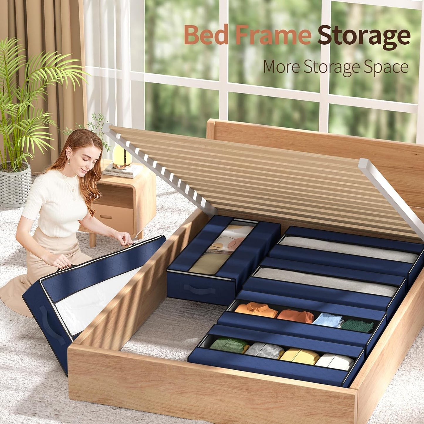 Unterbett-Aufbewahrungsboxen-Set (3 x 90L), Blau 90L x 3