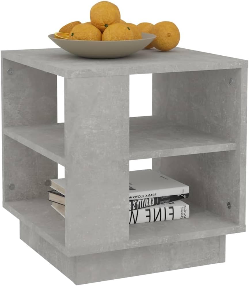 Couchtisch mit 2 Ablagen, Betongrau, 40x40x43 cm