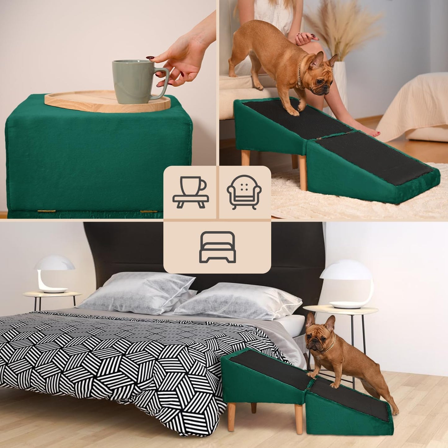 2in1 Hunderampe und Sitzhocker, Dunkelgrün