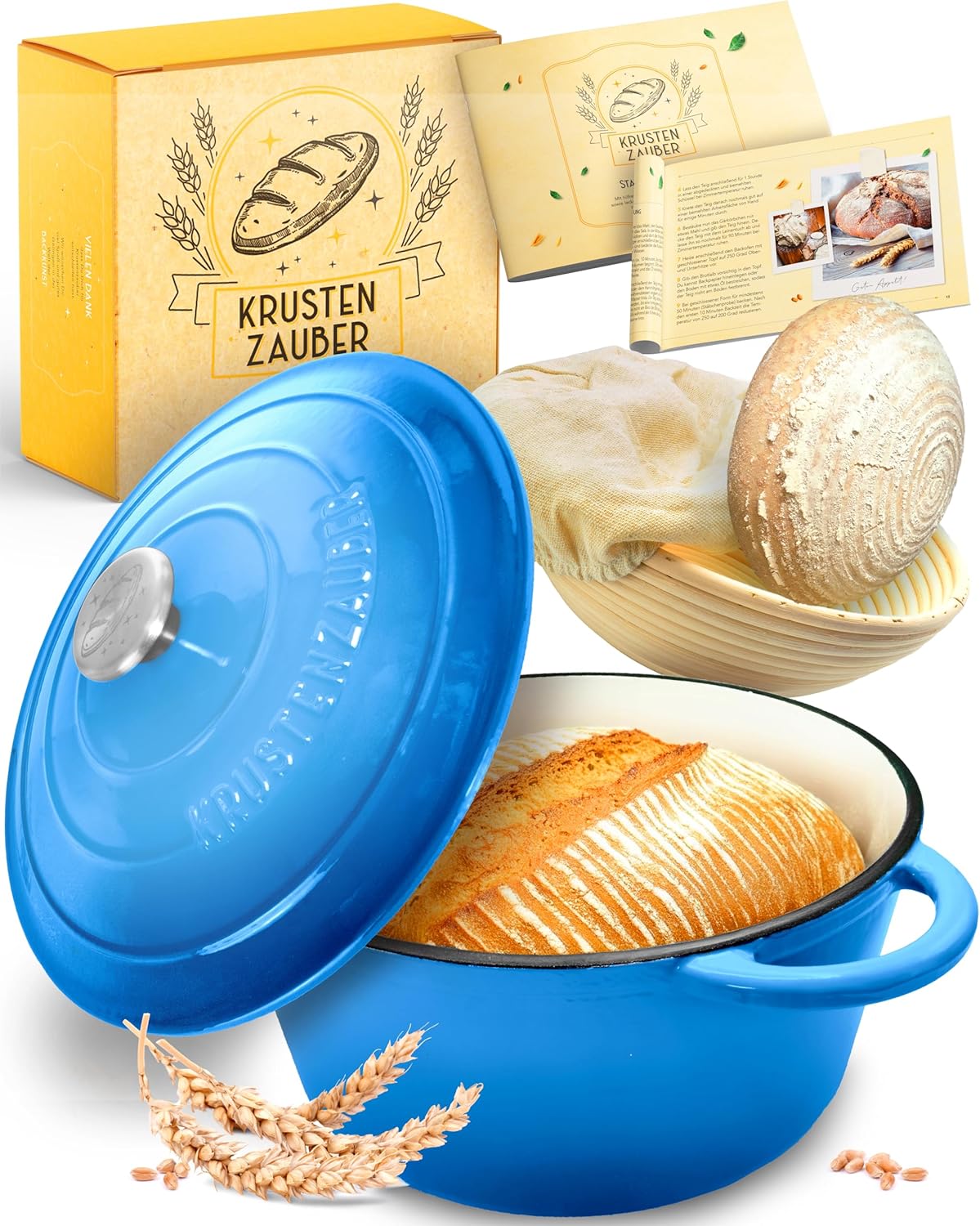 Brottopf mit Gärkorb, Blau Topf